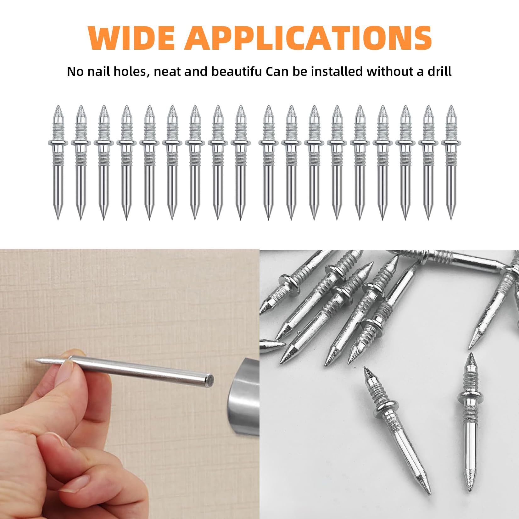 600 chiodi senza cuciture con filo per base a doppia testa, chiodi in cemento, battiscopa Invisible Safety Screws, chiodi in acciaio, chiodi decorativi per pareti in cemento, con strumento specifico