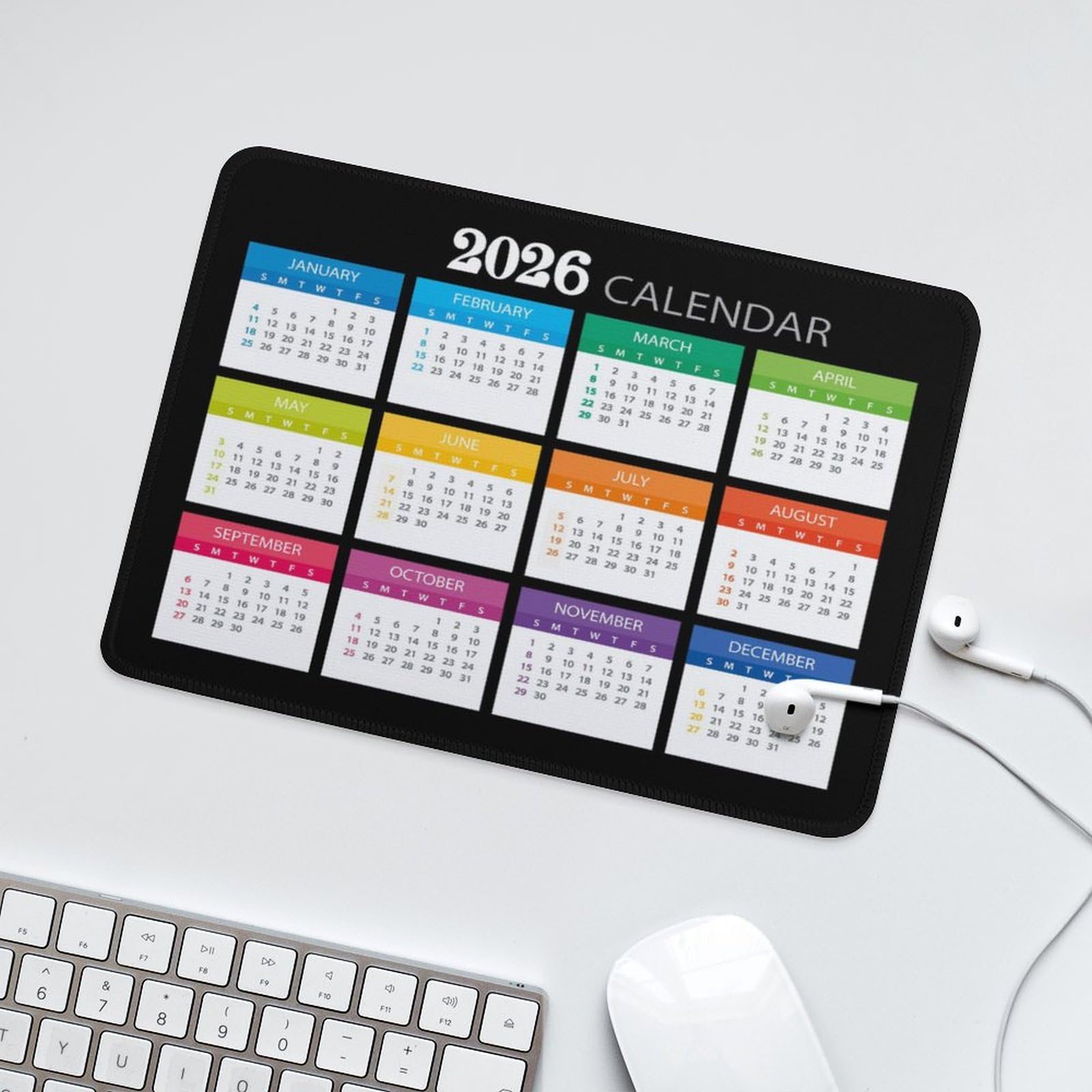 2026 Calendar with Holiday Mouse Pad,calendar mouse pad 2026,desk