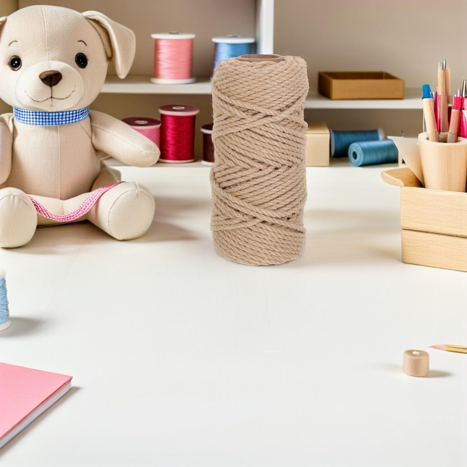Geflochtenes Hanfseil 2 Rollen Khaki, Heavy Duty, Verhedderungsfrei | Naturfaser für Verpackungen, Professionelle Bastelprojekte, Minimalistischer Rustikaler Stil, Selbstgemacht Enthusiasten