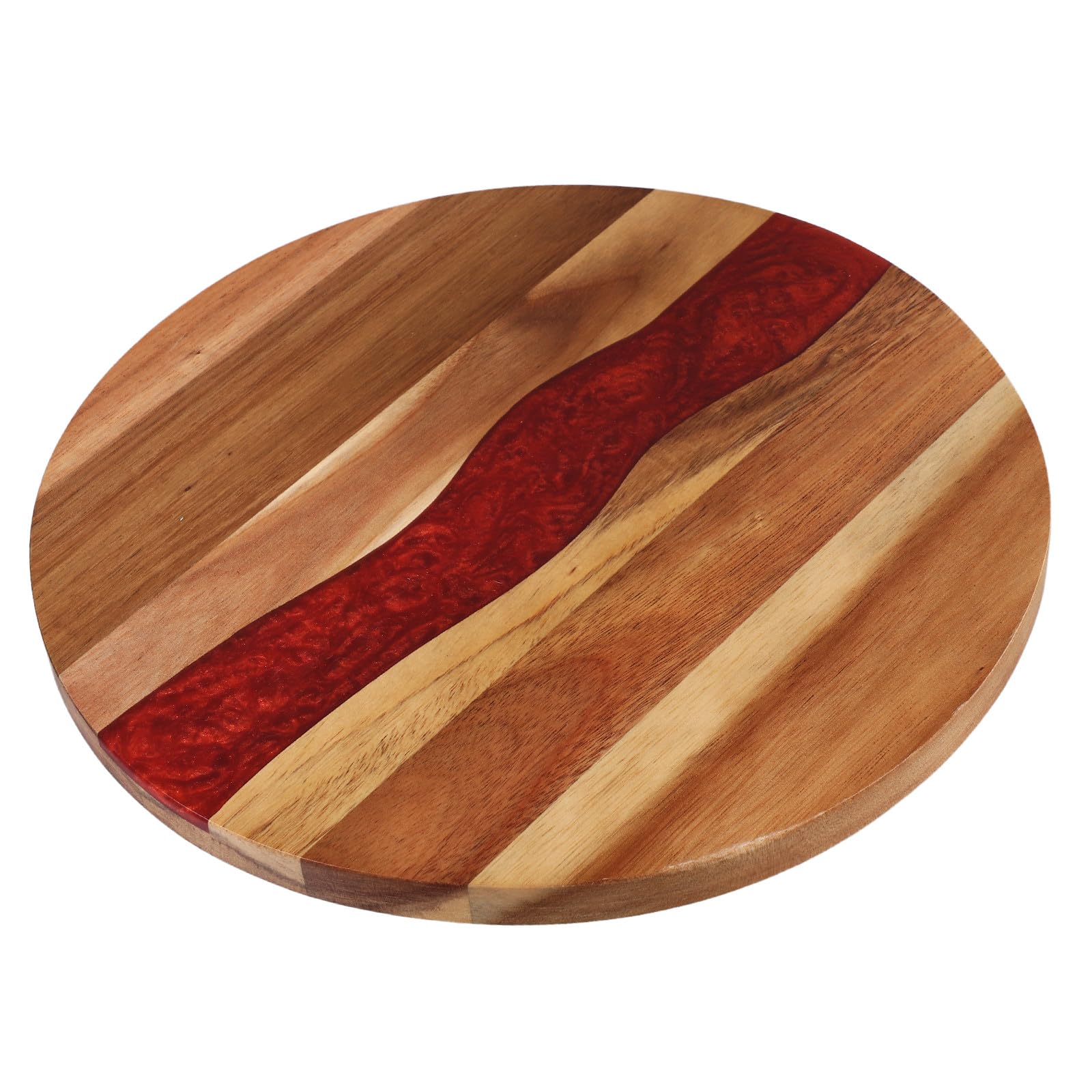 Tagliere Rotondo in Legno di Acacia per Cucina, Tagliere da Macellaio per Carne, Tavola per Servire Pane e Salumi, Resistente e Facile da Pulire, per Uso Domestico