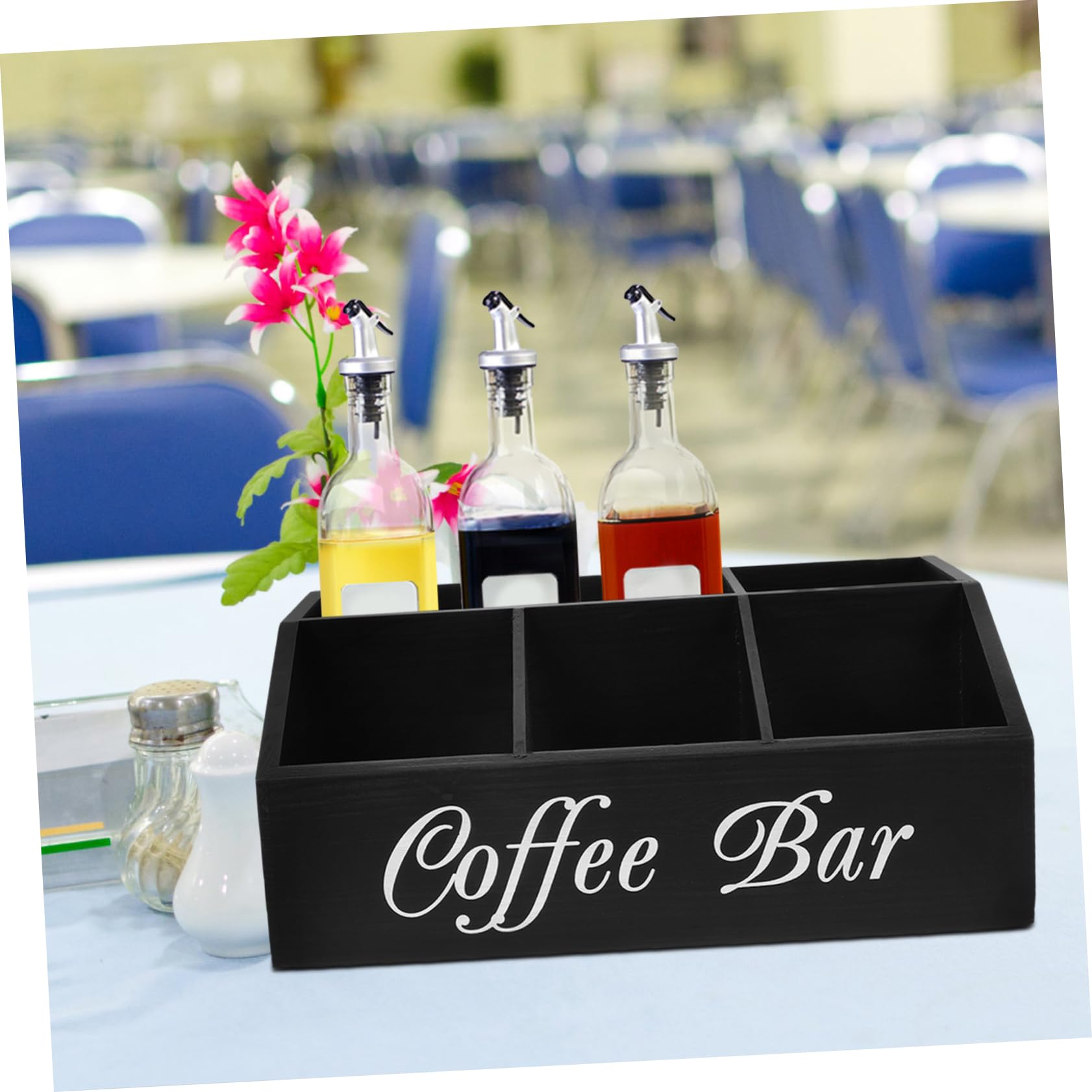 SOLUSTRE Holz Kaffee-organizer Für Arbeitsplatte Kaffeebar-organizer Aufbewahrungsbox Für Kaffee-zubehör Zuckerpäckchen Papiertücher Strohhalme