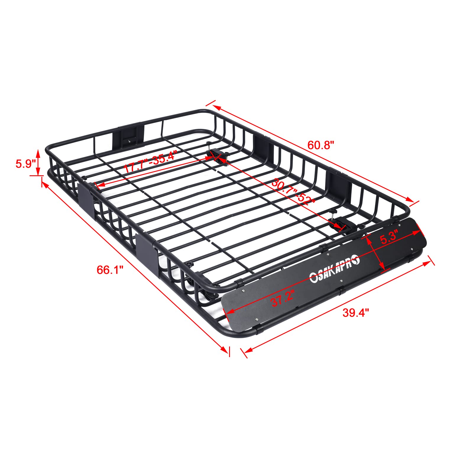 Benicabaly Sturdy and Versatile Rooftop Carrier Basket for Vehicle Roof Racks, Heavy-Duty Steel, 64-Inch, Black