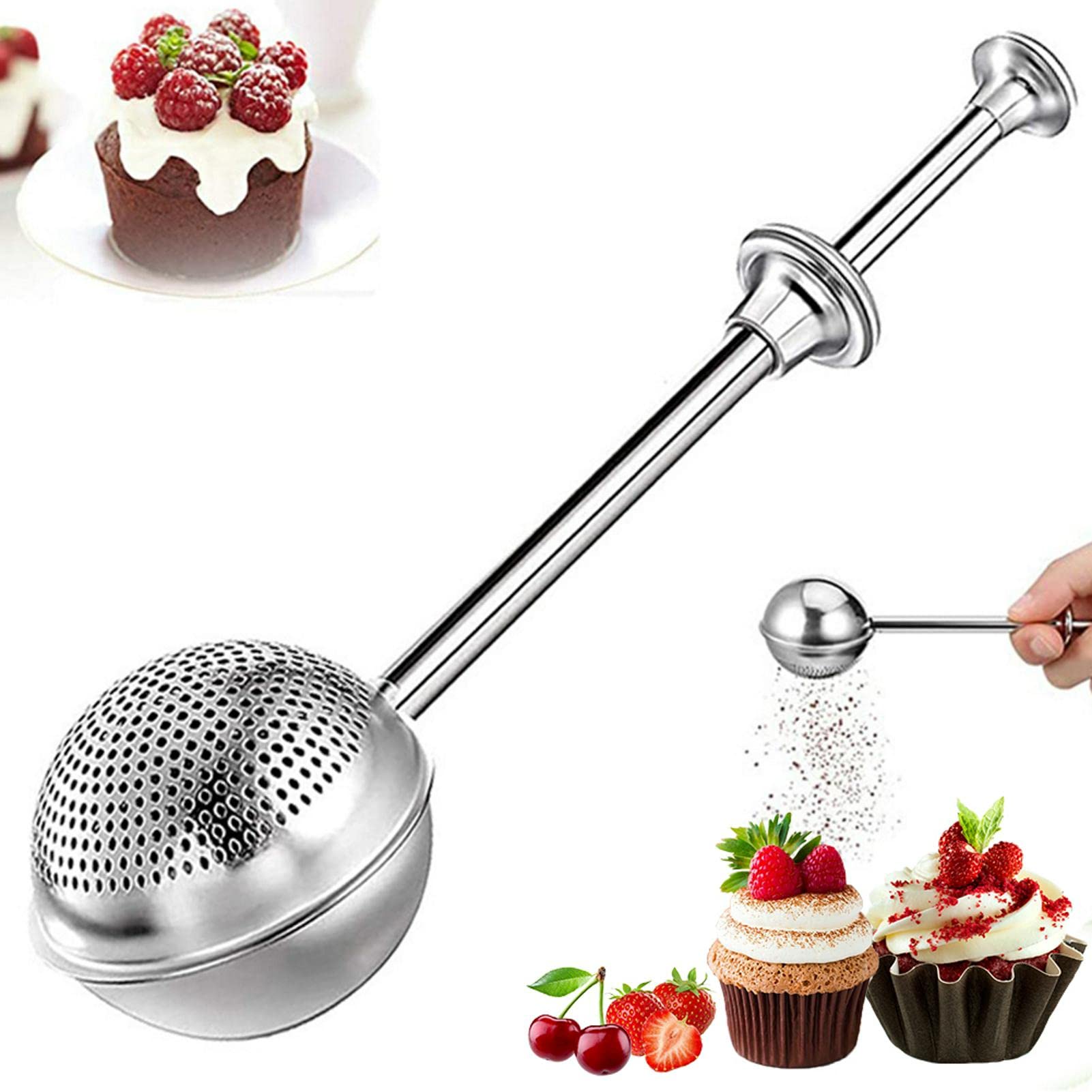 Accessoire Patisserie Saupoudreuse Inox Verseur à Sucre Et Cacao En Acier Inoxydable - Saupoudreur Professionnel Pour Pâtisserie Et Café Distributeur Poudre Alimentaire Shaker Sucre Glace