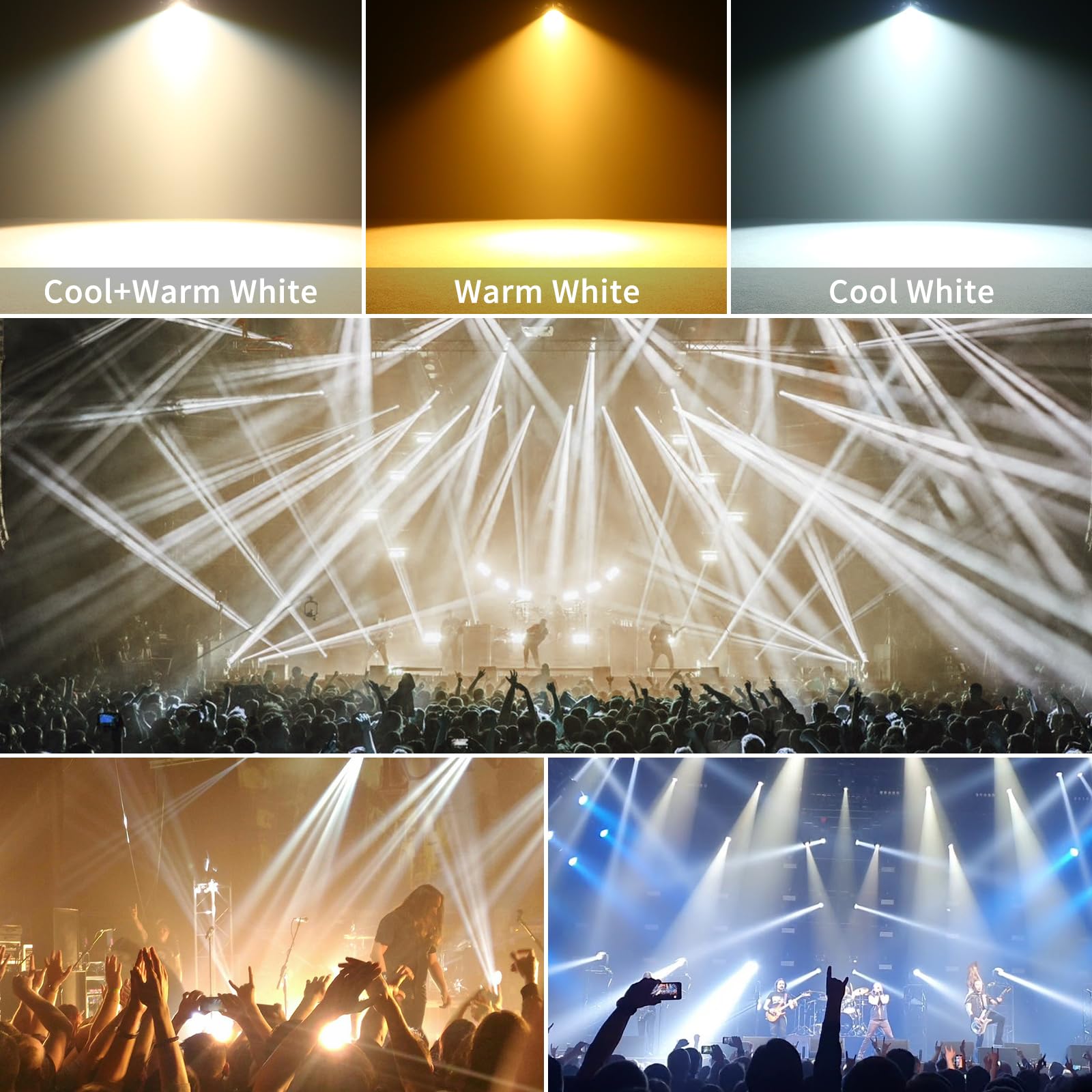 2PCS 100W COB Par LED Luce da Palcoscenico Bianco Freddo/Caldo, Luci Palco Par LED con DMX512 Master-Slave, Faretto stroboscopico per Fotografia, Chiesa, Compleanno, Matrimonio, DJ, Discoteca