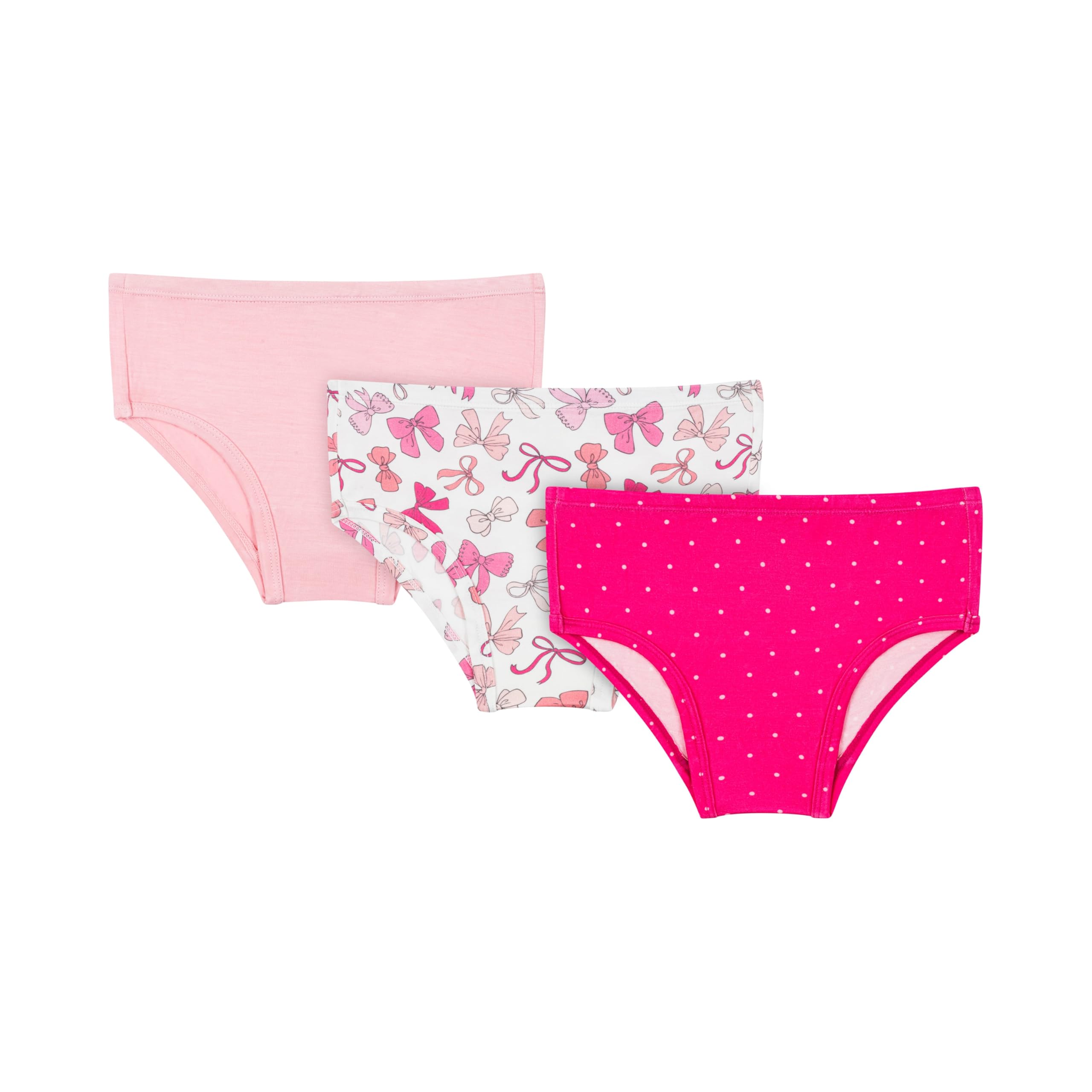 Girls Pink Bows Underwear Set of 3 Soft Girl Panties All Day Wear 4-5 Years