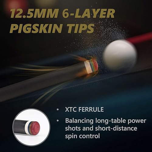 Miniatura 3 de Taco de piscina de fibra de carbono, palo de piscina de baja desviación para adultos, palo de billar profesional, eje cónico profesional de carbono