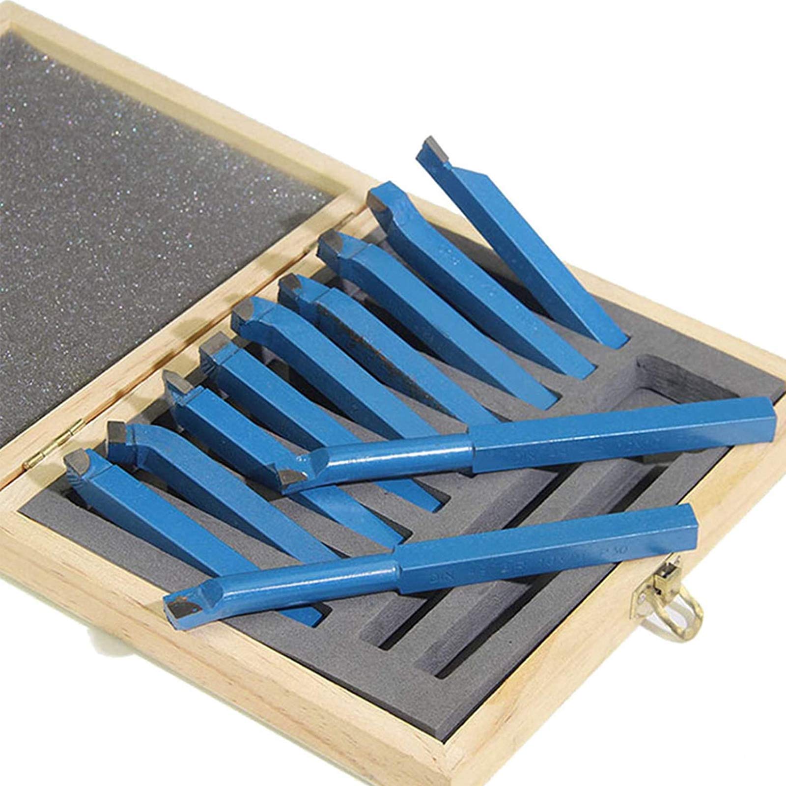Blau Drehmaschine Tool Bit Sets 11 Stücke Hartmetallspitze Drehmaschine Cutter Tool Schweißen Typ Drehmaschine Drehen Fräsen Schneiden Für Halbautomatische Und Automatische Drehmaschinen,10mm