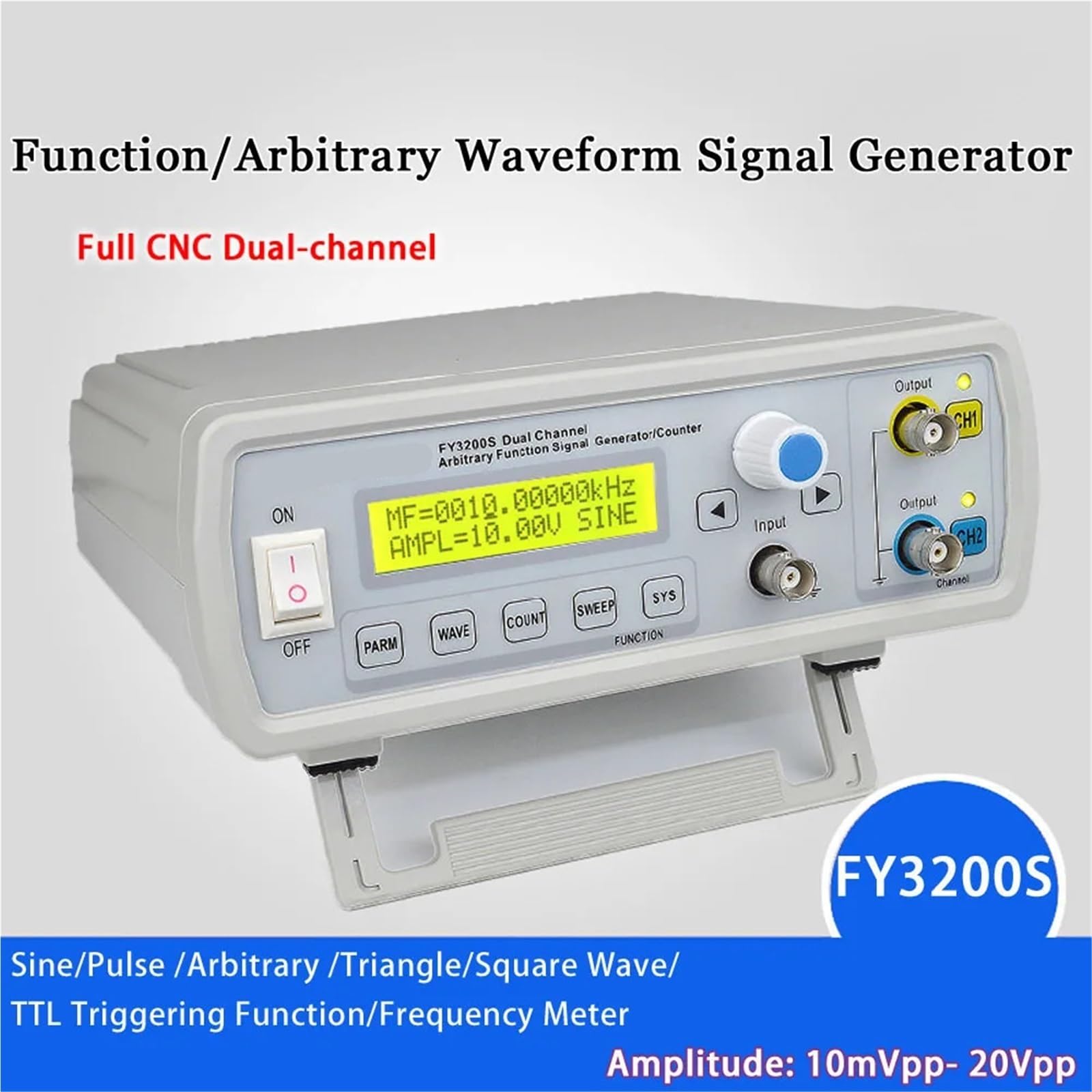 Signalgenerator, Digitaler DDS-Funktionsgenerator, Zweikanal, 12 Bit, 250 MSa/s, Sinuswelle, 24 MHz, Beliebige Wellenform/Pulsfrequenzsignal für den Test elektronischer