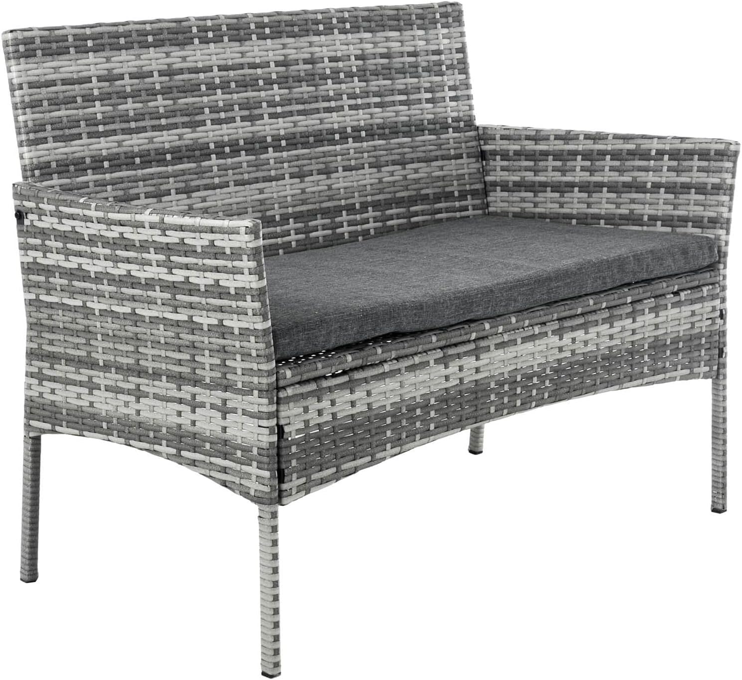 Azuma Grey Rattan 2 Seater Garden Bench Outdoor Furniture Steel frame Woven Cover