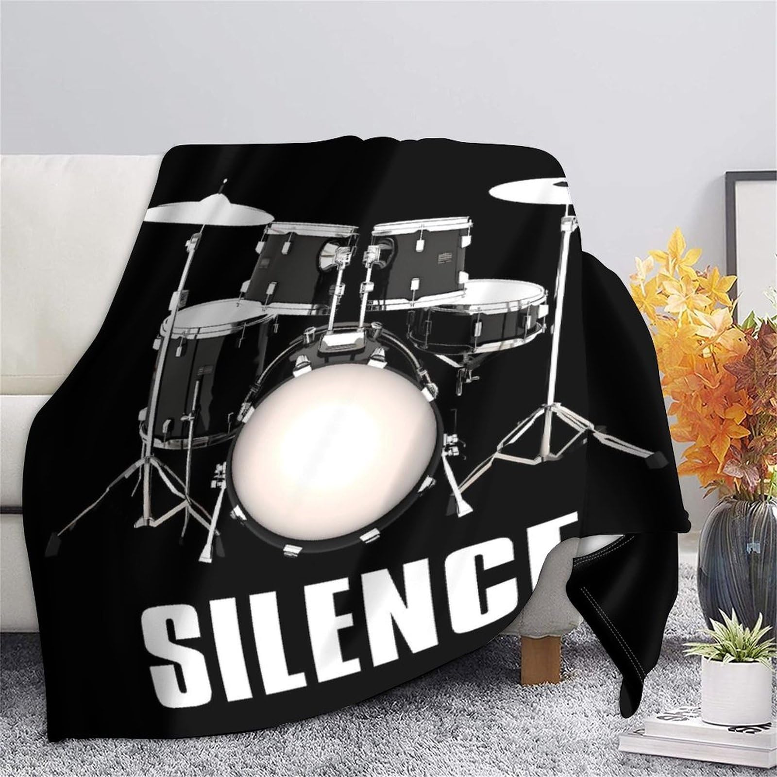 stampa 3D Drum set coperta da divano microfibra biancheria da letto non perde pelo coperta da relax morbida per regali per serate relax Rock music design 80×90inch(200x230cm)