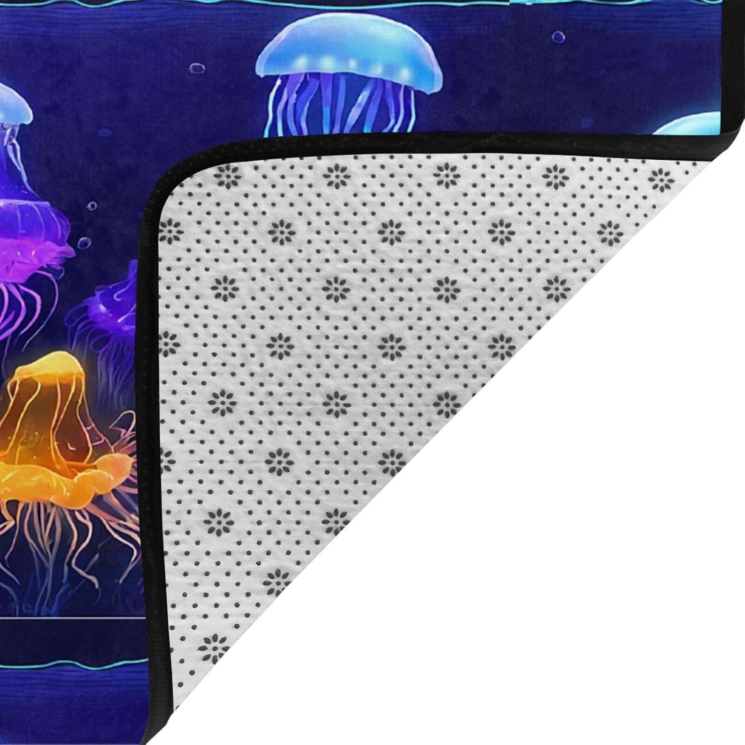 Flannel Non-Slip (Colored Jellyfish) Rug Pad 80×50in Soft Washable Protective for Hardwood Floors Bedroom Bathroom Living Room