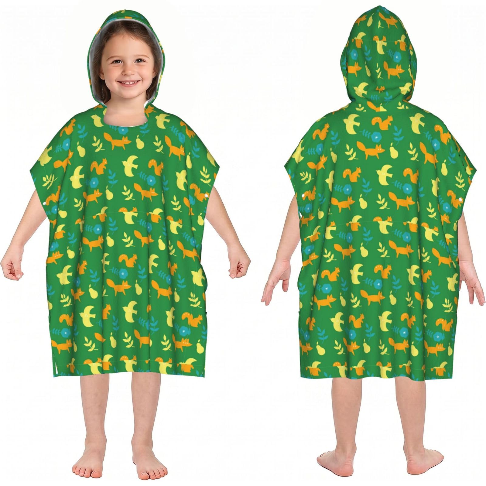 Noble Ren Arboreal Animal Hooded Kids Beach Towels Girls Boys Swimming Coverings Towels Bath Towels, Bathrobes, And Ponchos Absorb Water Quickly And Dry Well