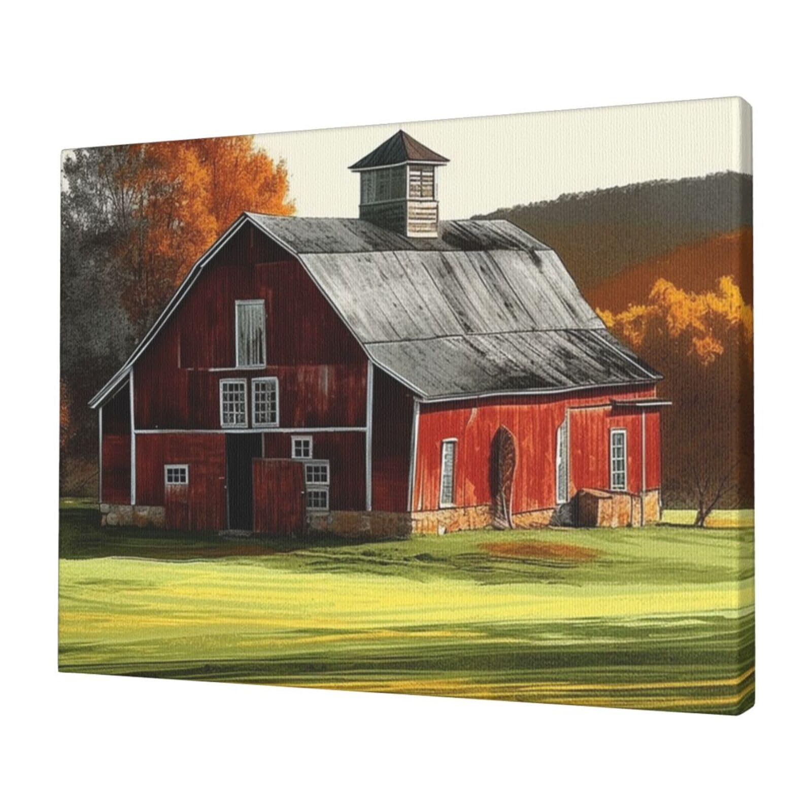 FodPand Canvas Wall Art for Living Room Wall Decor 12"x16" Modern Artwork Painting Pictures Hanging Canvas Prints Barn Aesthetic Wall Art for Bedroom Bathroom Office Wallart Decor