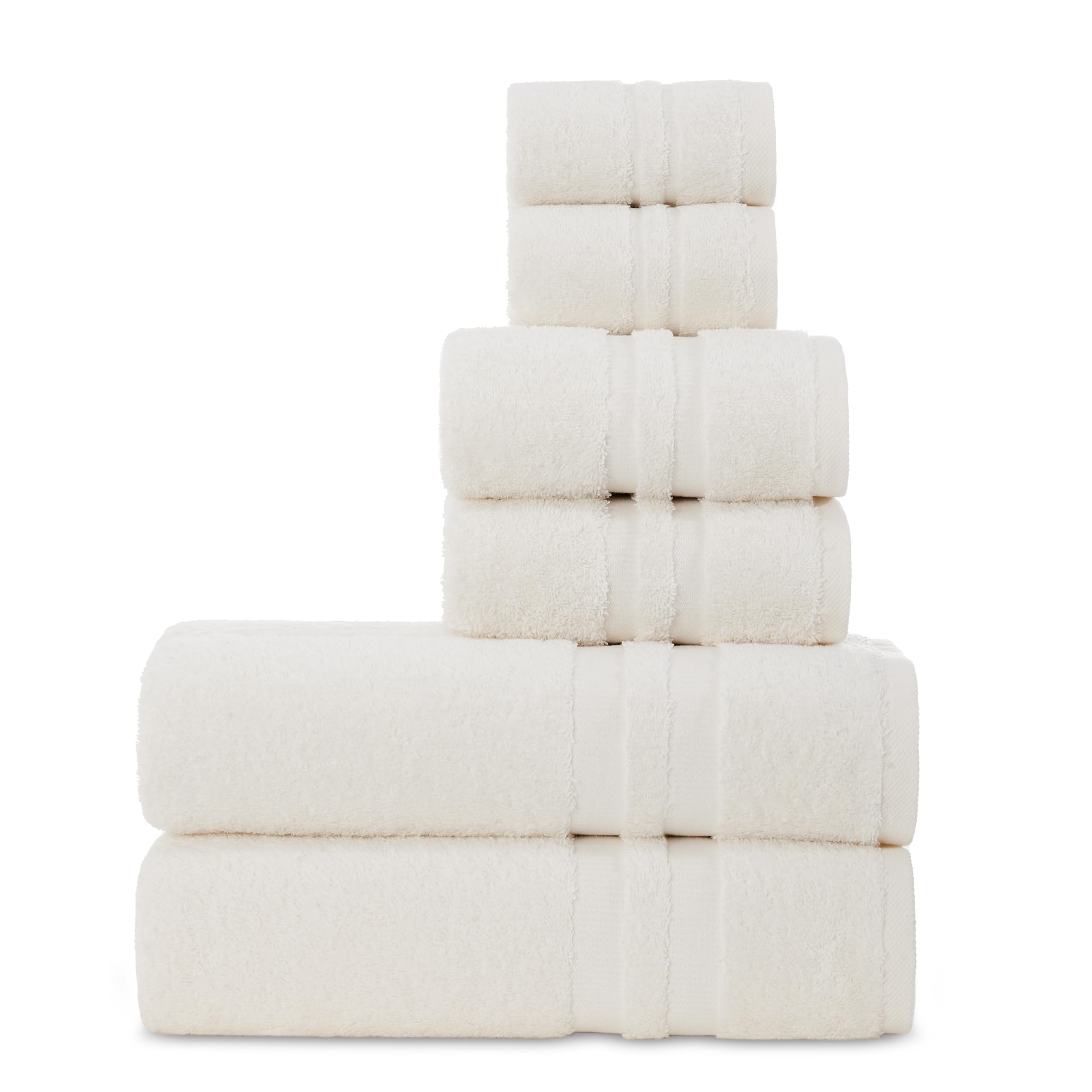 COTTON FINE Cream White 6-Piece Towel Set