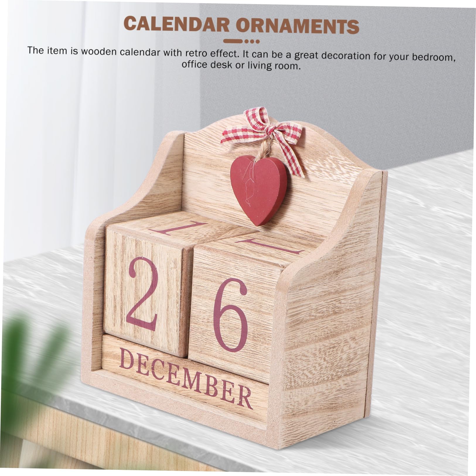 Calendario in Legno dal Design Retrò con Cambio Data Manuale, Decorazione Shabby Chic per Ufficio e Soggiorno, Accessorio Unico e Funzionale