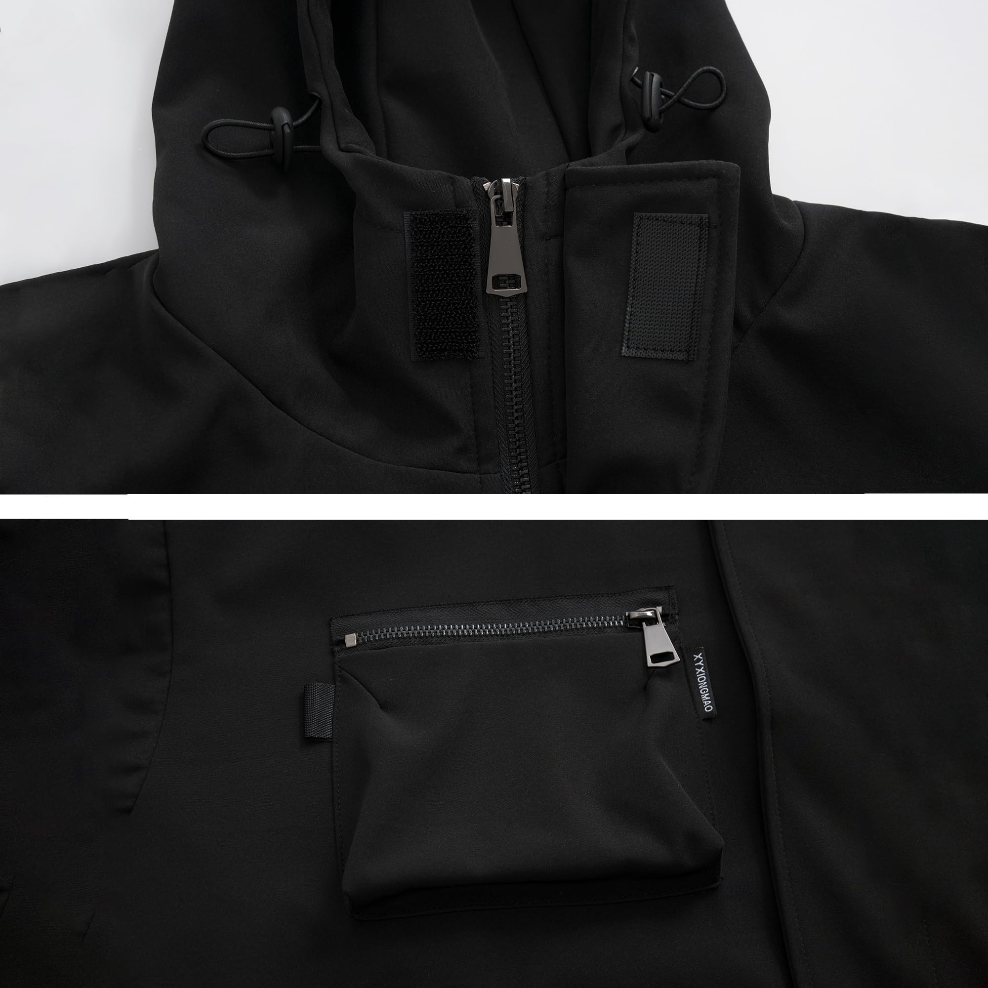 XYXIONGMAO Lässige Techwear-Jacke mit Reißverschluss, taktische Gothic-Kleidung, Cyberpunk-Jacke, Windbreaker, Streetwear, Jacken mit Kapuze für Herren