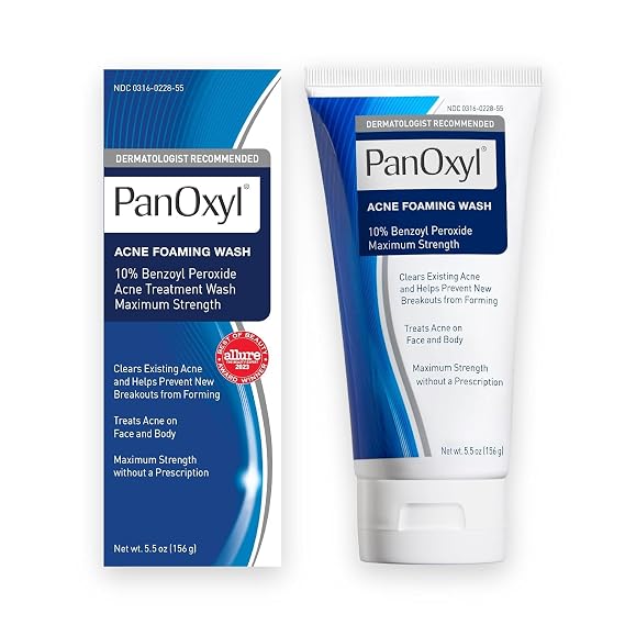 Lemisol Feminine Wash 16 Oz & PanOxyl 10% Benzoyl Peroxide 5.5 Oz Acne Foaming Face Wash