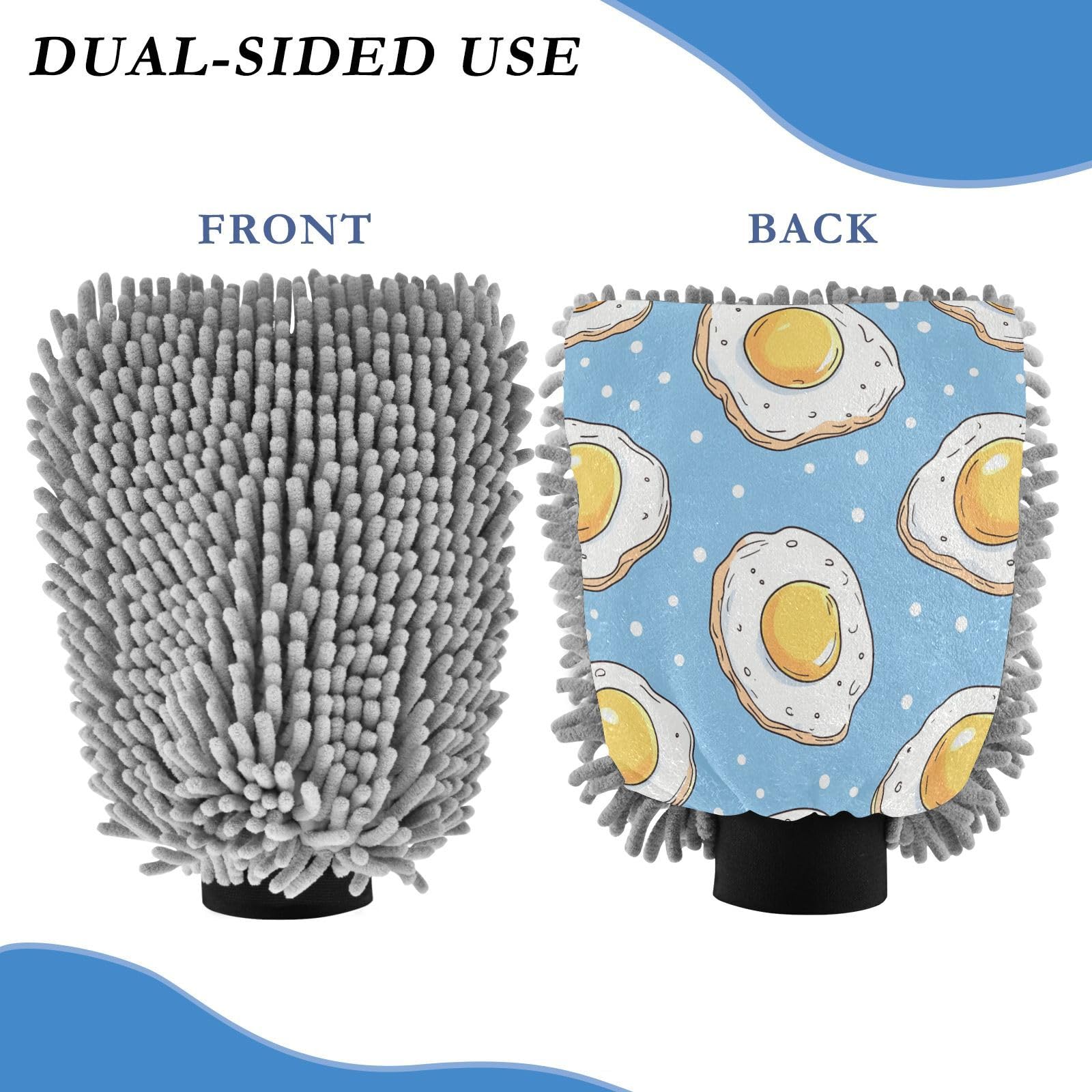 STAYTOP Red Dragon Wearing A Santa Hat Car Wash Mitt Microfiber, 2Pcs Scratch Free Lint-Free, Premium Chenille Microfiber Mitt Car Wash Brush-M