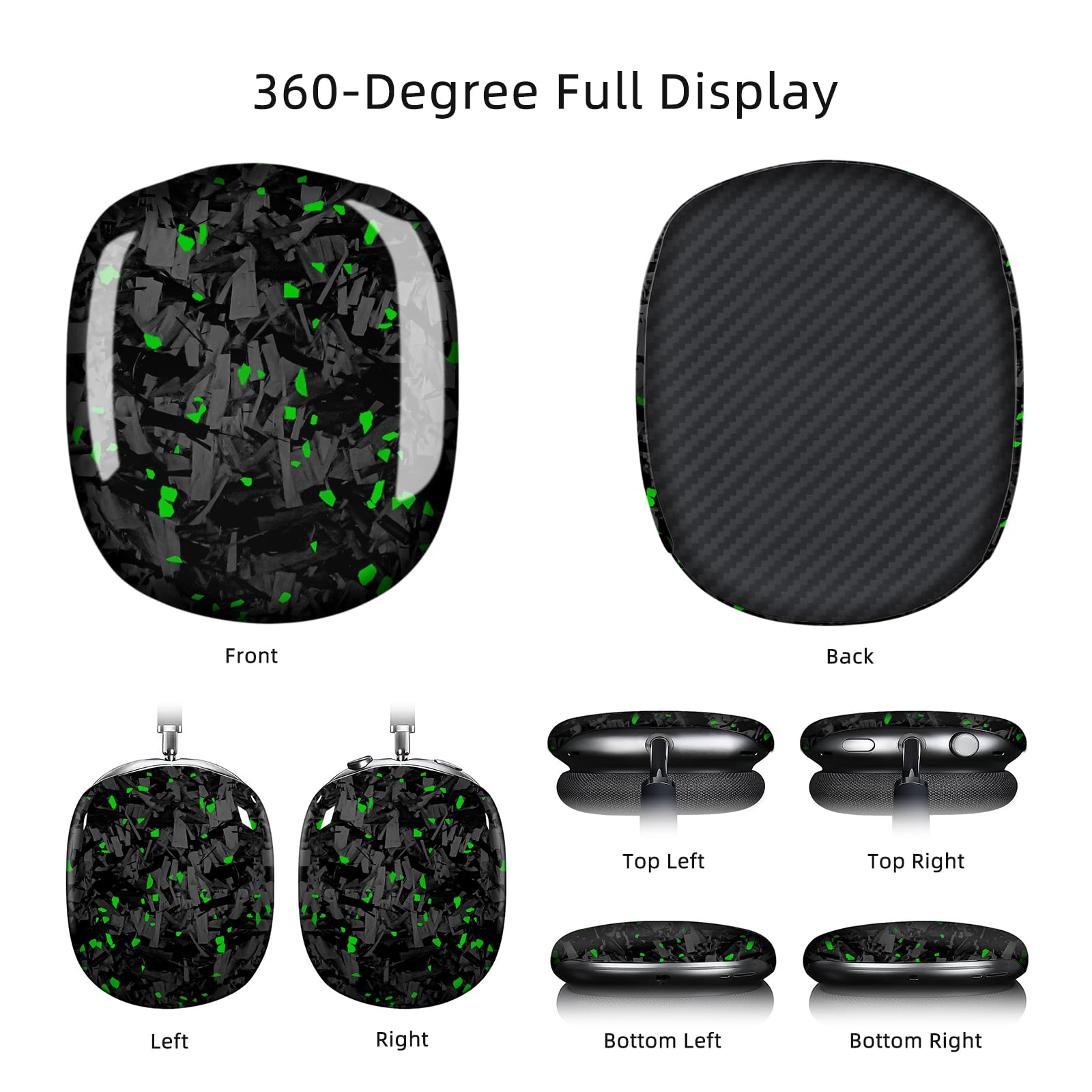 MONOCARBON Custodia in vera fibra di carbonio per AirPods Max (2024/2020), custodia rigida protettiva di grado militare per cuffie Apple Max, unica forgiata lucida, antigraffio, accessori essenziali