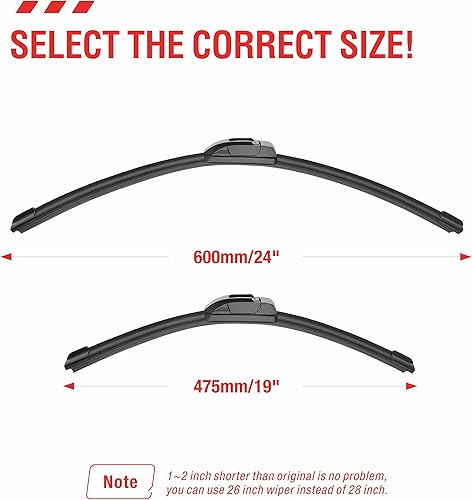 Miniatura 4 de Escobillas del limpiaparabrisas de 24 y 19 pulgadas con calidad del equipo original, escobillas de reemplazo del limpiaparabrisas prémium, para