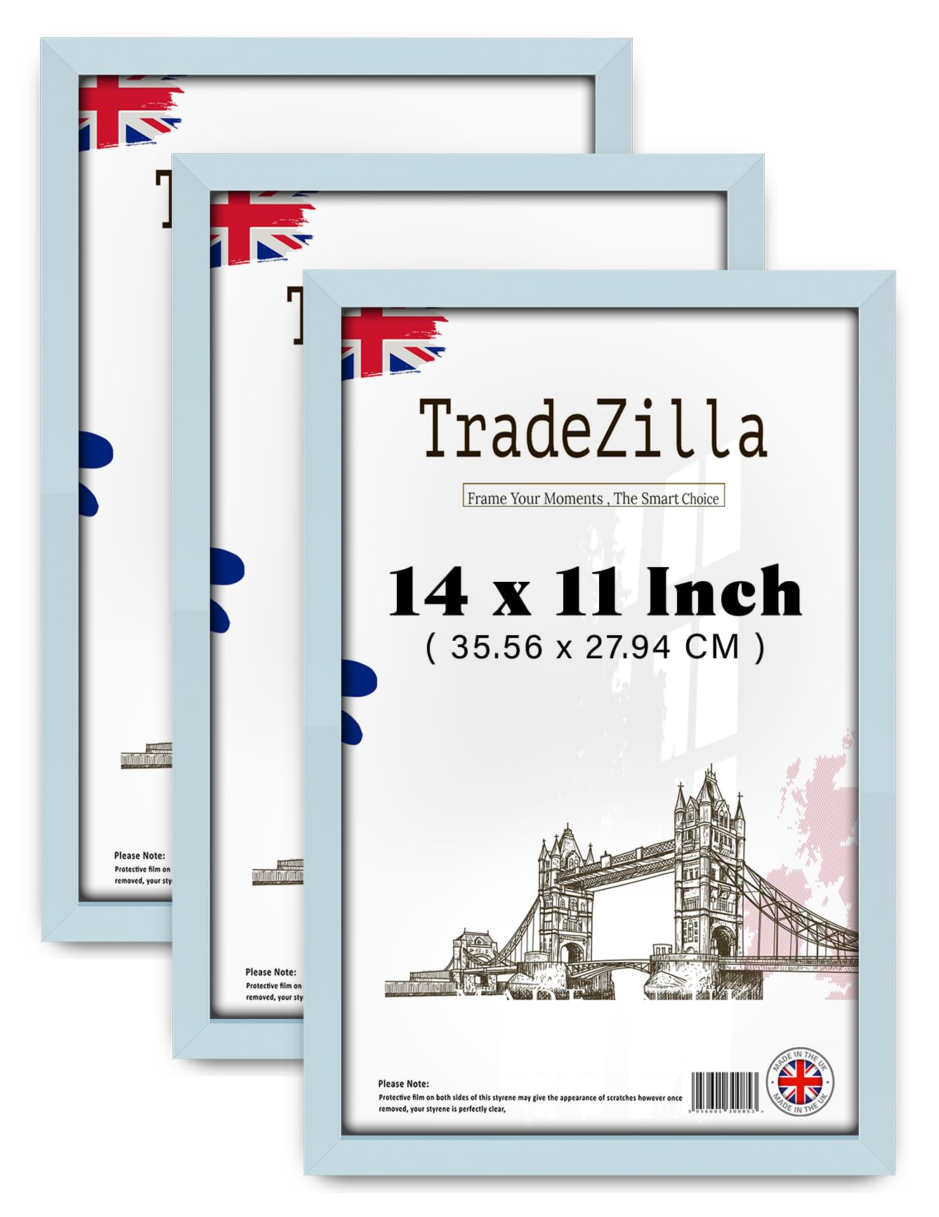 TradeZilla pack of 3 Luxurious Medium Light Grey (35.56 x 27.94 CM) Poster Frame Engineered Wood, 14 x 11 Inch Horizontal/Vertical Display Seasonal/Occasion Gifts [ Light Grey ]