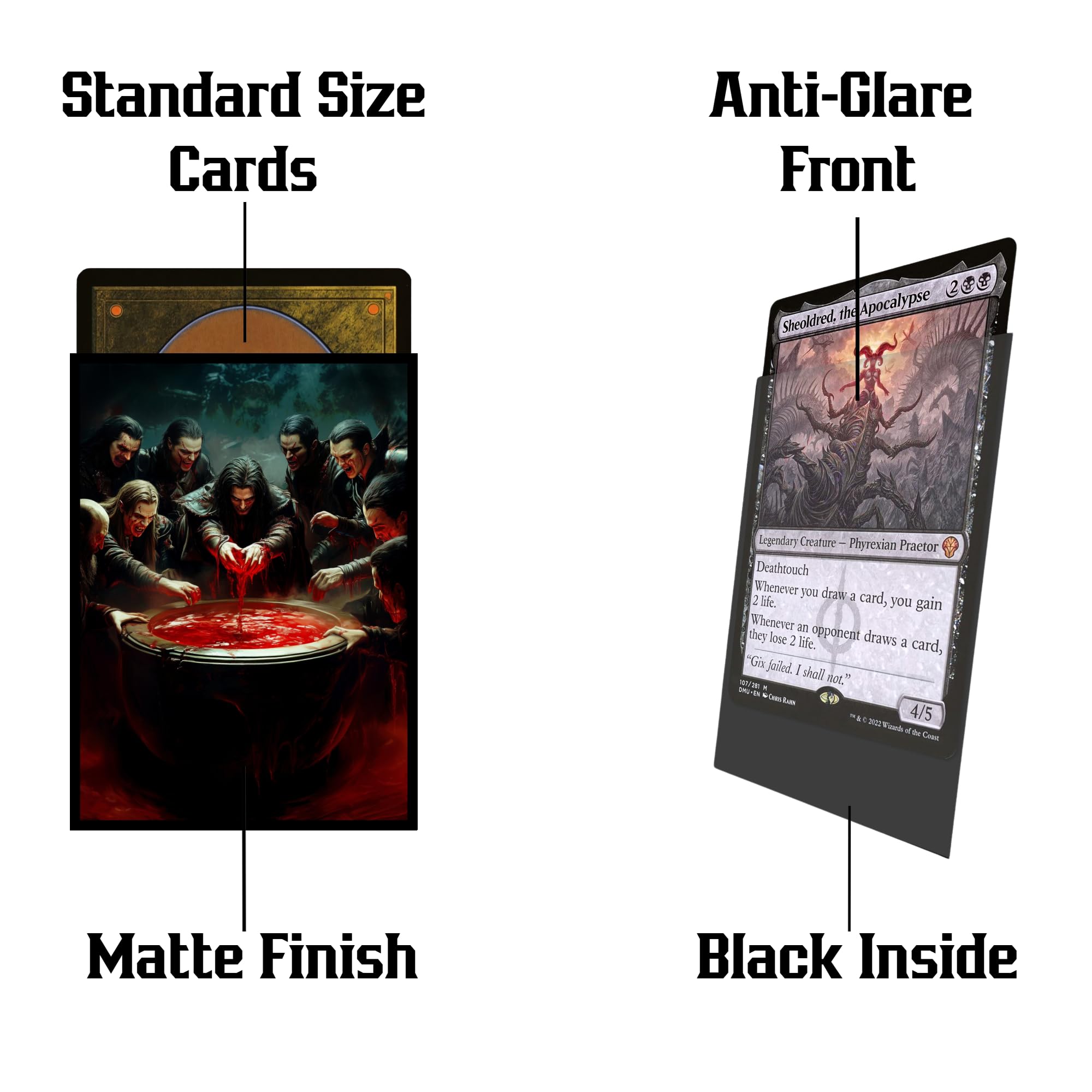MTG Card Sleeves Vampire Art TCG/ - 100ct Matte Finish With Semi Gloss  Front Protection Magic The Gathering Card Sleeves