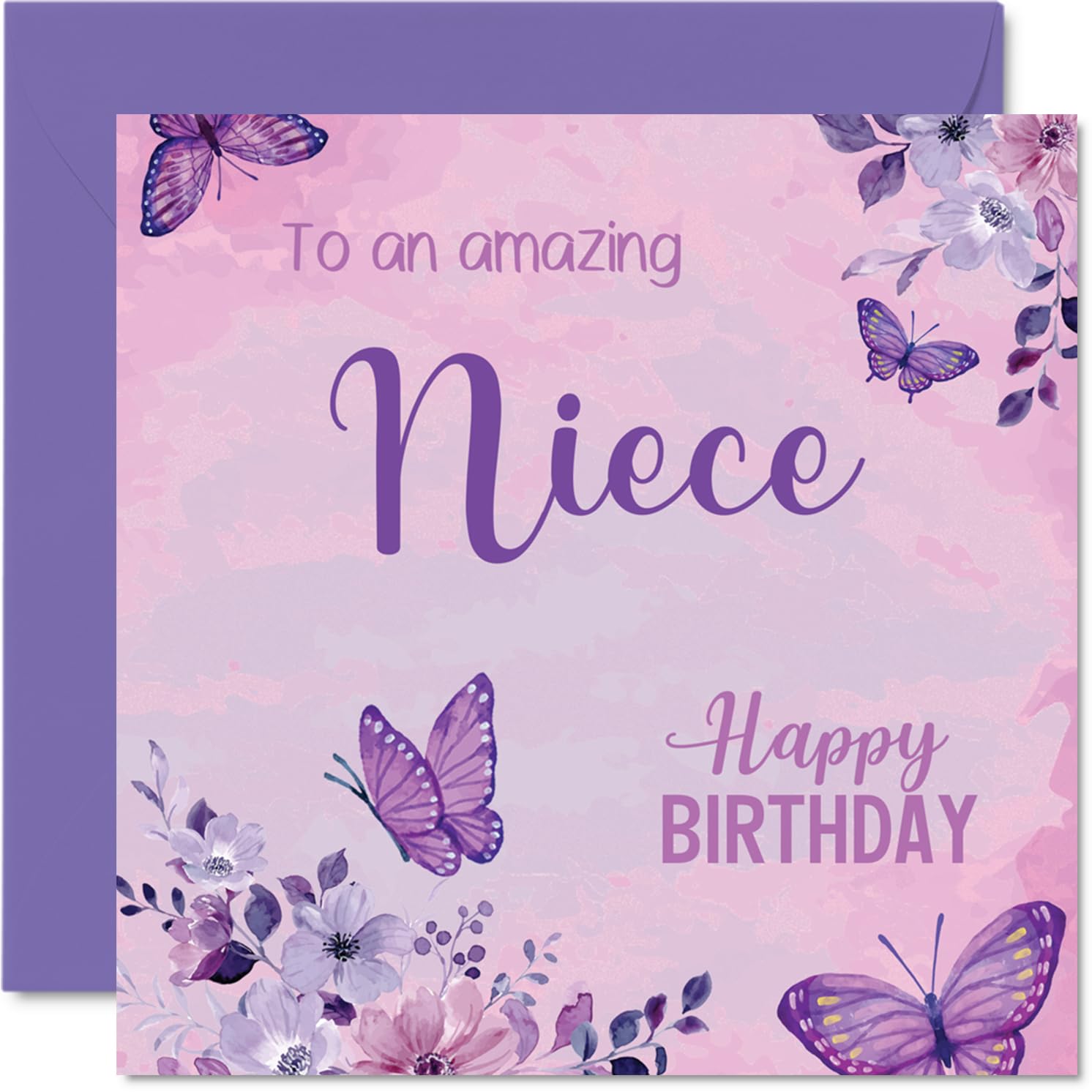 Sweet Birthday Card for Niece, Bursting with Butterflies and Blooms