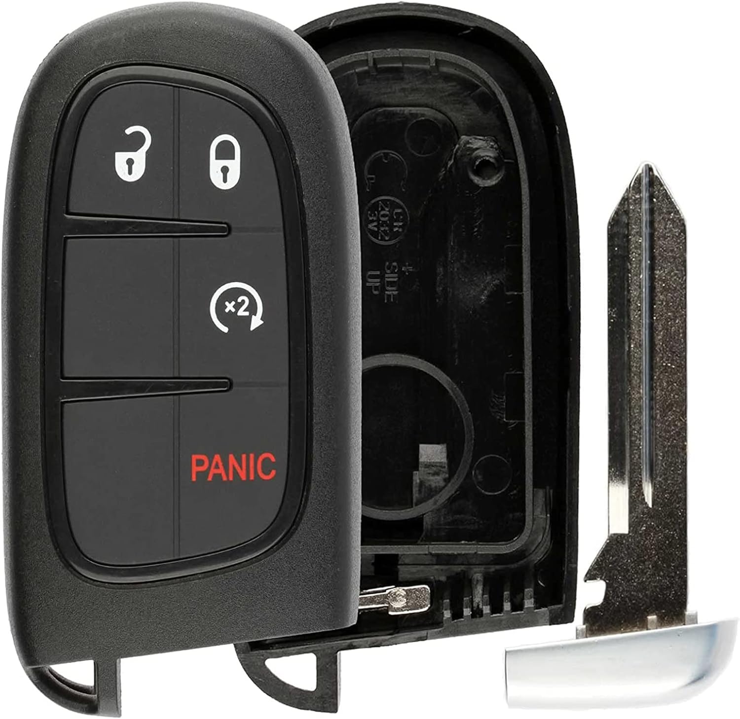 Key Fob Shell for Dodge RAM 2013-2018 with Battery, Alliskeys Replacement Smart Remote Keyfob Case Cover 4 Buttons Suitable for Dodge RAM 2013-2018 GQ4-54T（U, L, RS,P）