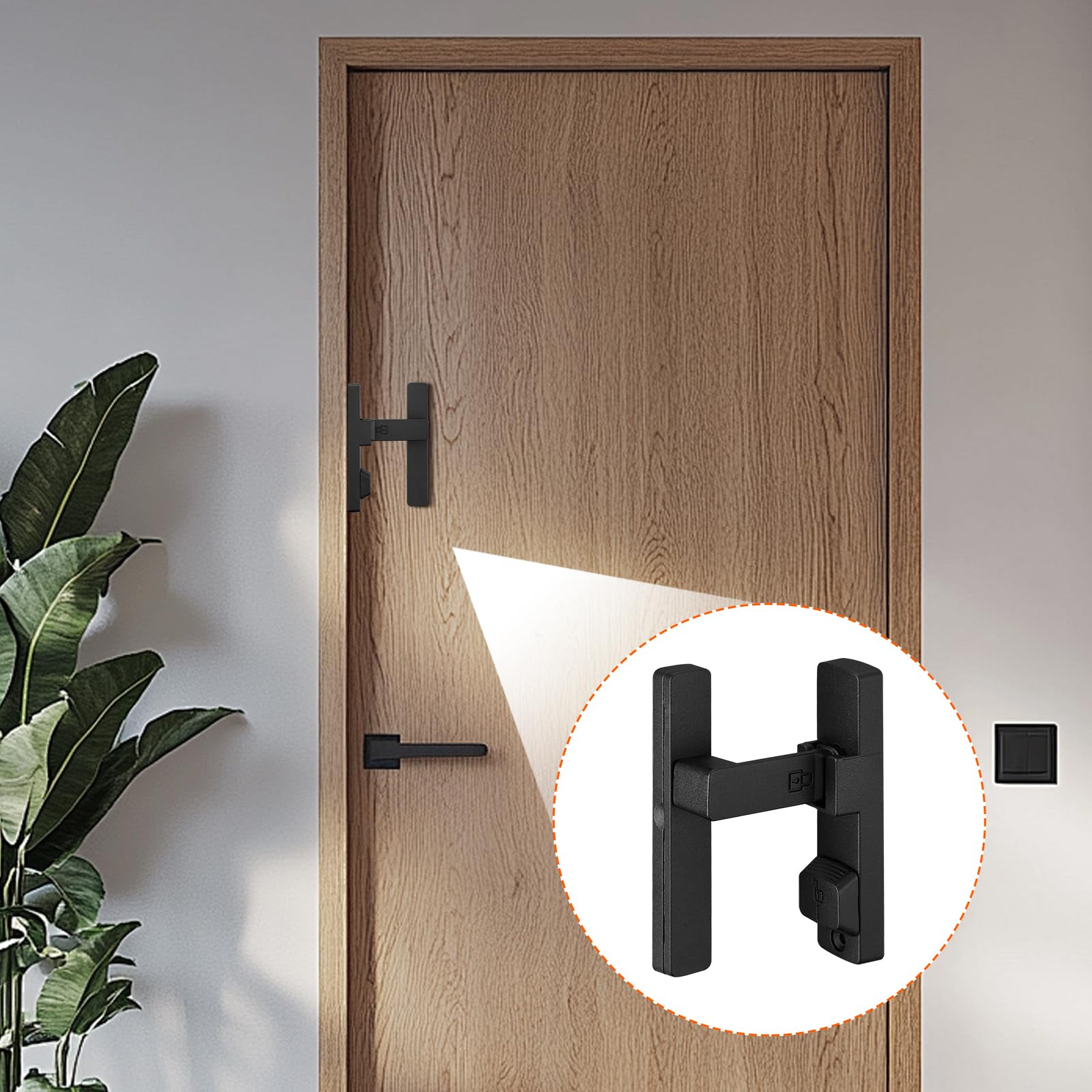 Lot de 2 loquets de porte de grange, serrure de portail à 90 degrés avec bouton de verrouillage de sécurité, loquet à rabat de sécurité en alliage de zinc noir mat pour porte coulissante