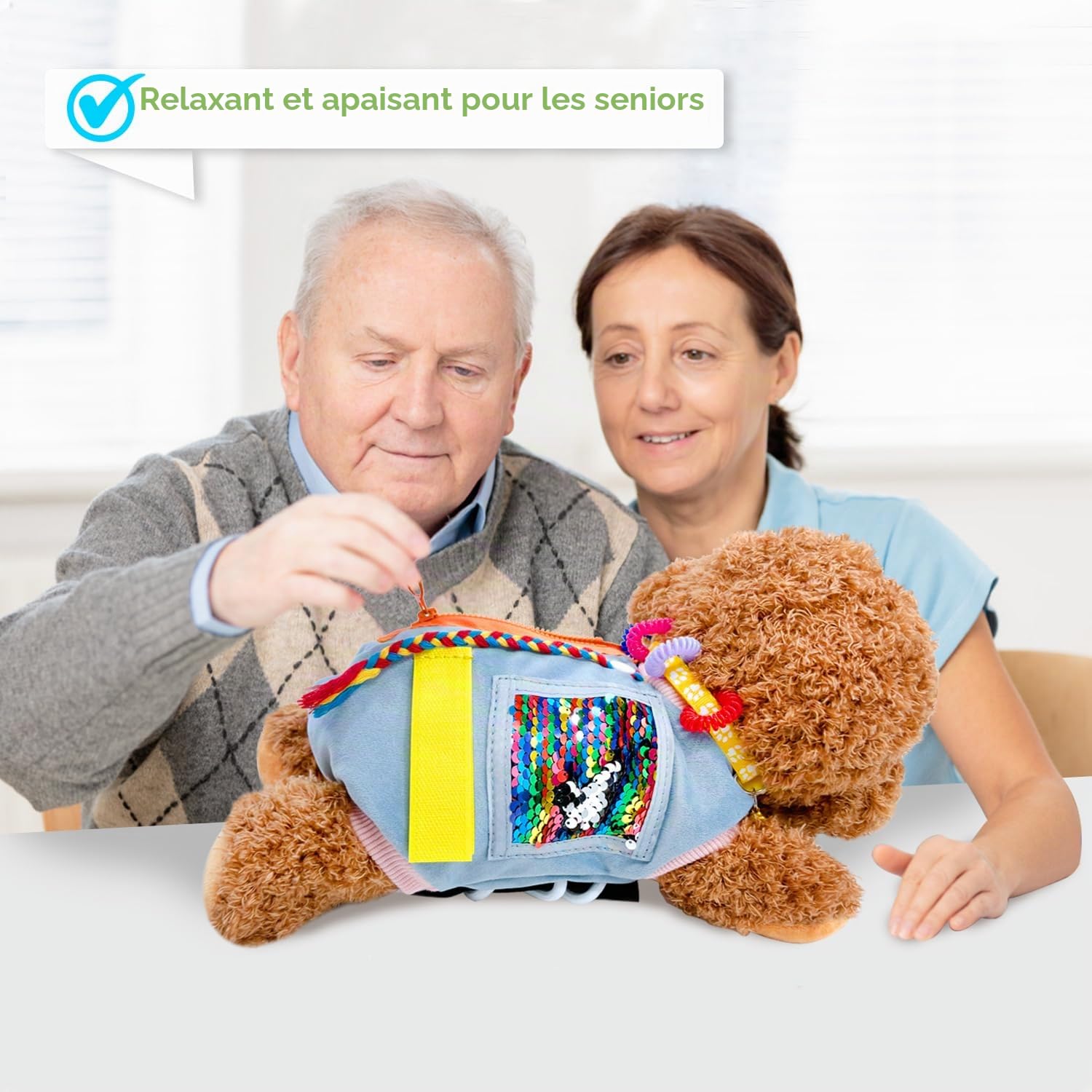 Couverture sensorielle pour chien âgé, couverture sensorielle pour démence, cadeau et activités pour personnes âgées atteintes de la maladie d'Alzheimer ou de démence, jouets sensoriels Fidget Toys