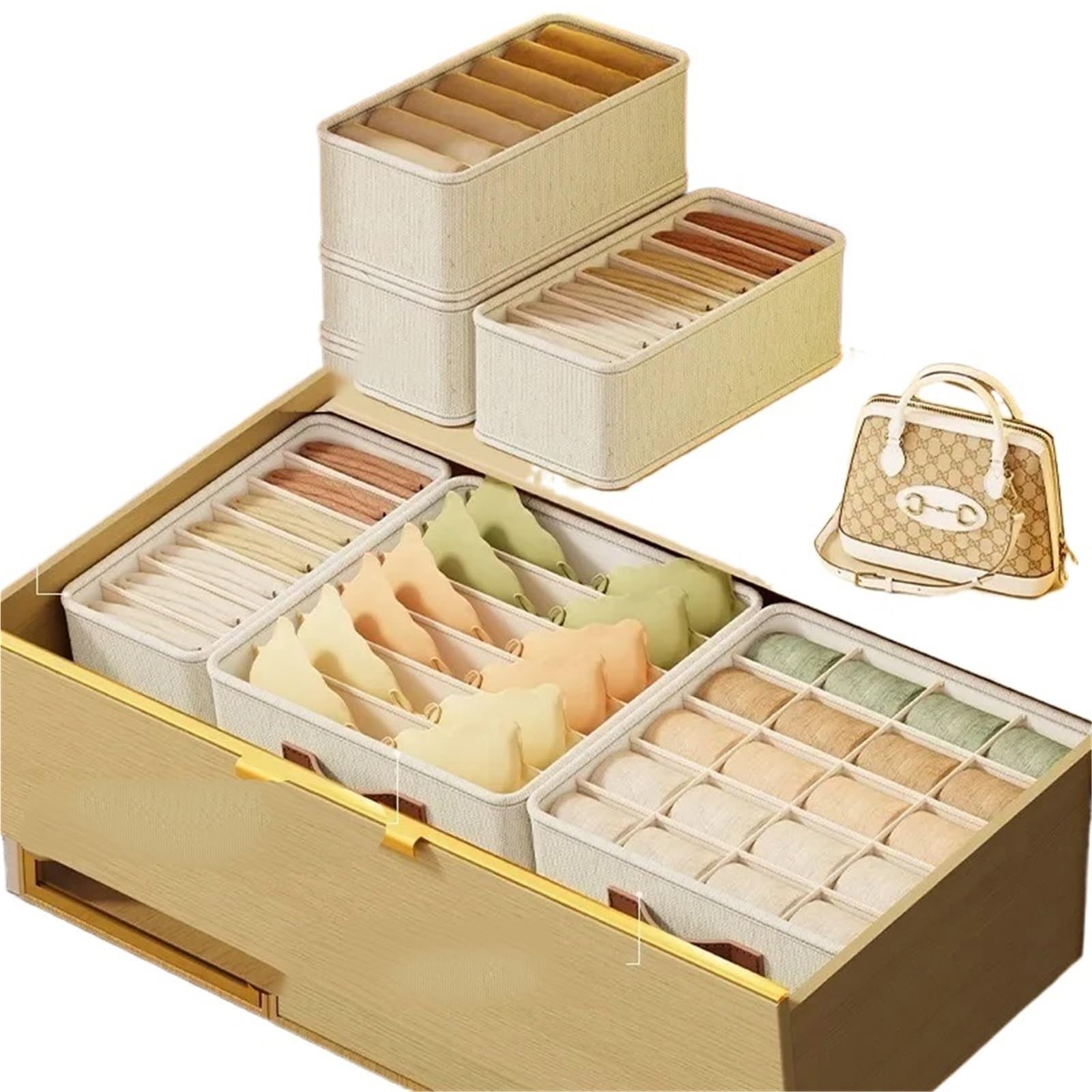 Organizador de cajones para Ropa Interior, Caja de Almacenamiento para Calcetines, Sujetadores y lencería, Plegable.