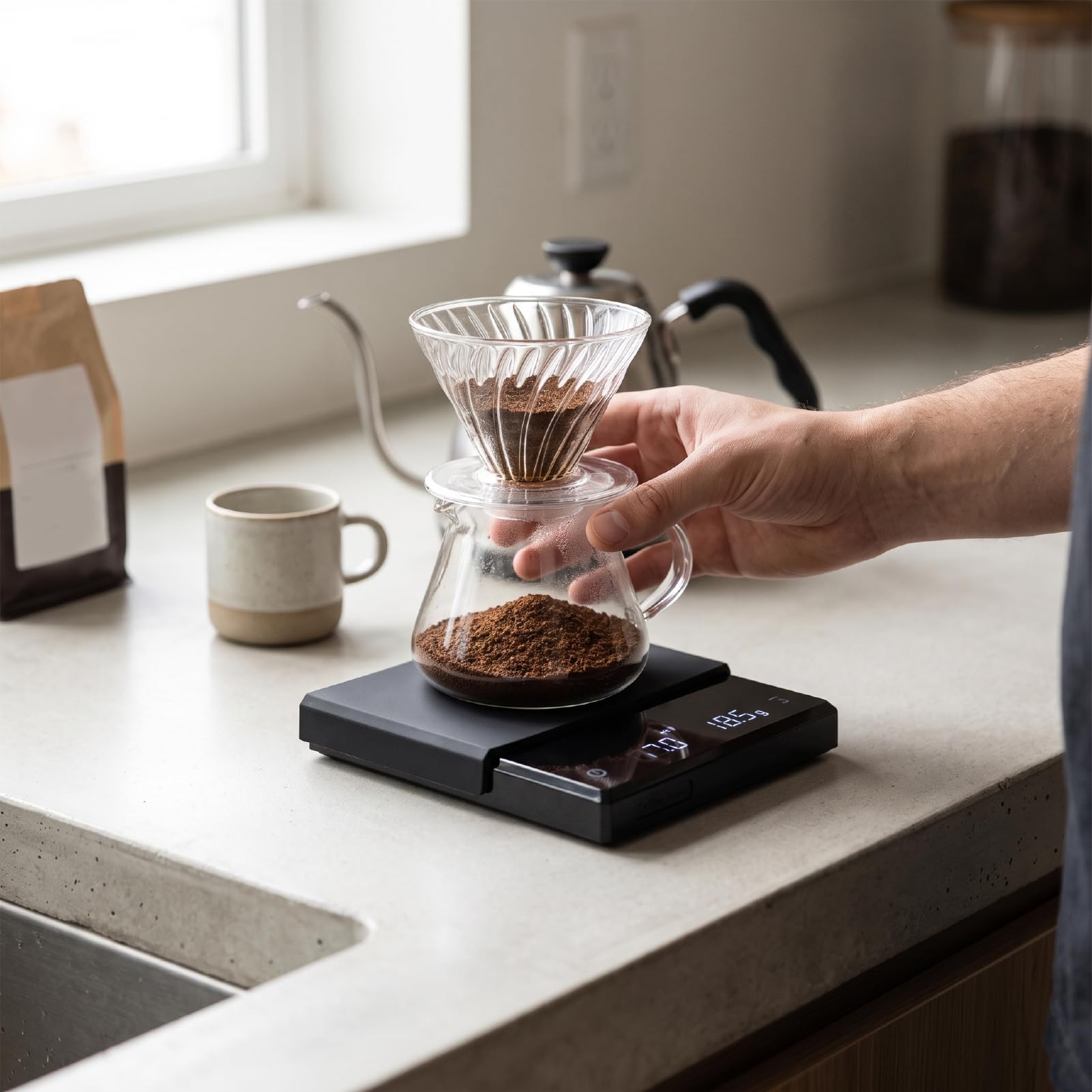 Luocute Balance à café avec Minuteur, Précision 0,1 G pour Expresso