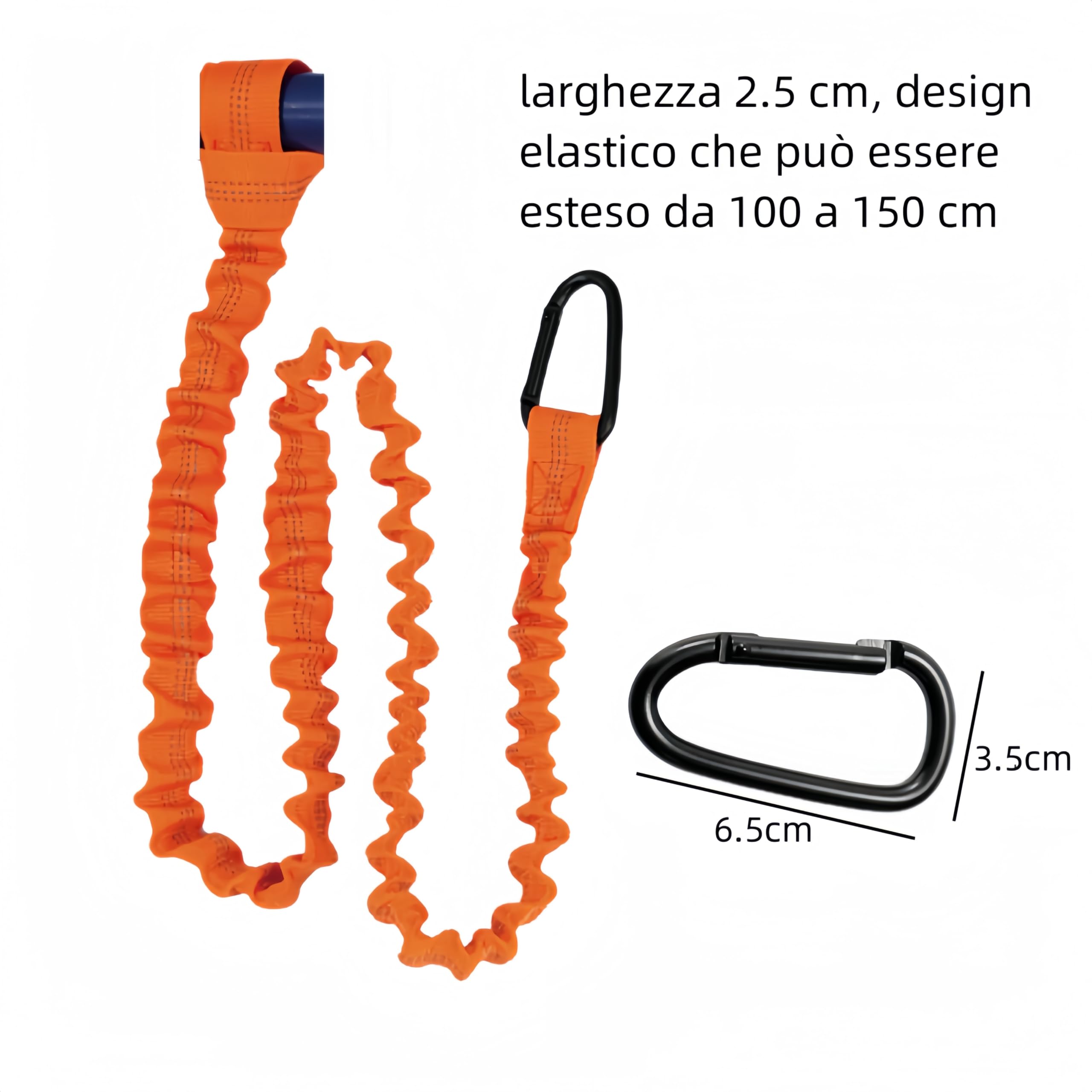 2 Pezzi Guinzaglio per pagaia per Kayak, Guinzaglio per pagaia, Kayak Paddle Leash, 1.5m Estensibile Kayak Paddle Leash con Moschettone per Canoa, Barca,Kayak(Arancione)