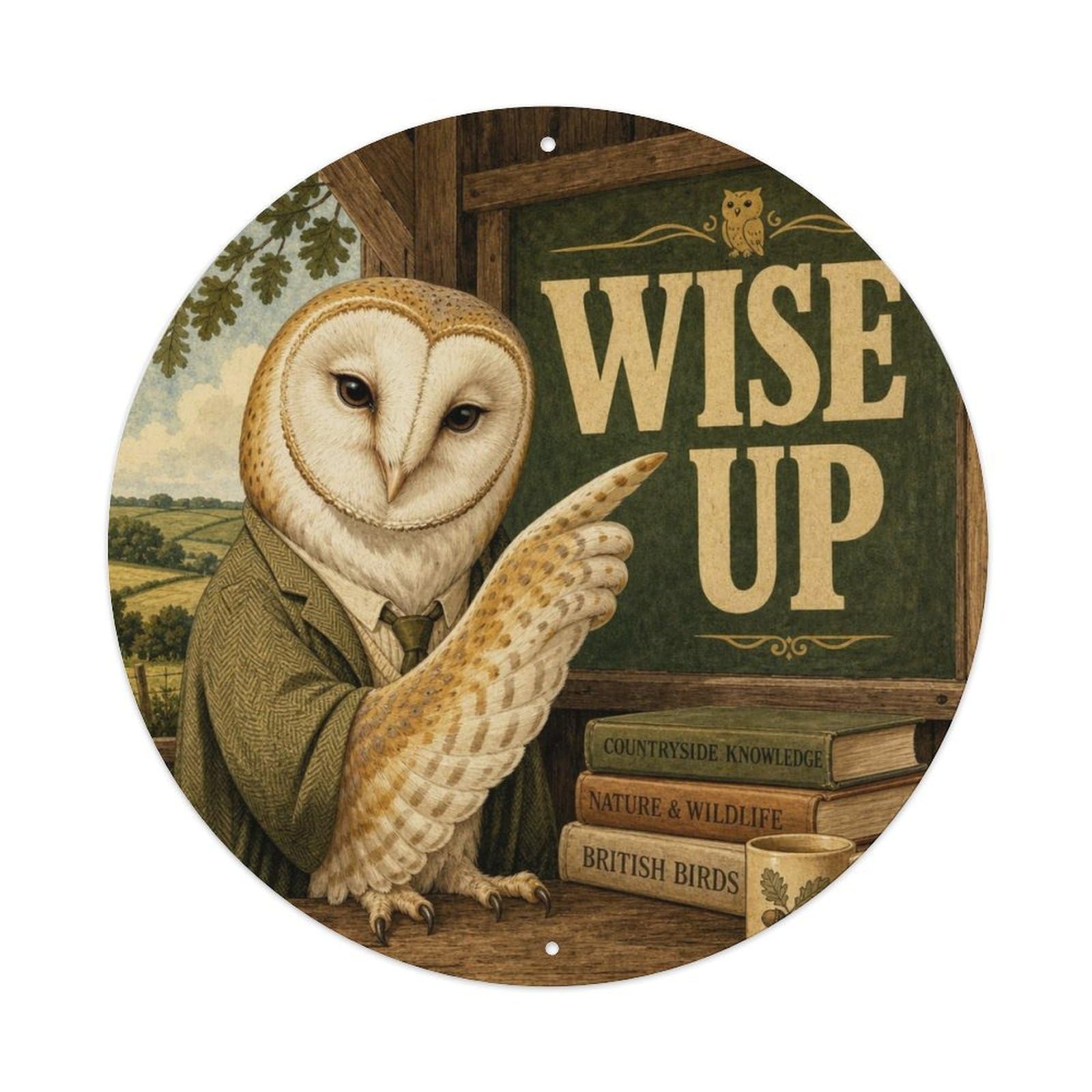 Okngb Style Owl Funny Gesture Comic Bird Cartoon Playful Meme Humor Metal Tin Sign Plaque Wall Decor For Cafe, Man Cave, Club Bar, Office, Home Garden Round Metal Poster 8X8inch