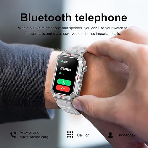 Miniatura 2 de Reloj inteligente militar para hombre, Bluetooth para llamadarecepción, reloj táctico de seguimiento de actividad física de 1.57 pulgadas, pantalla