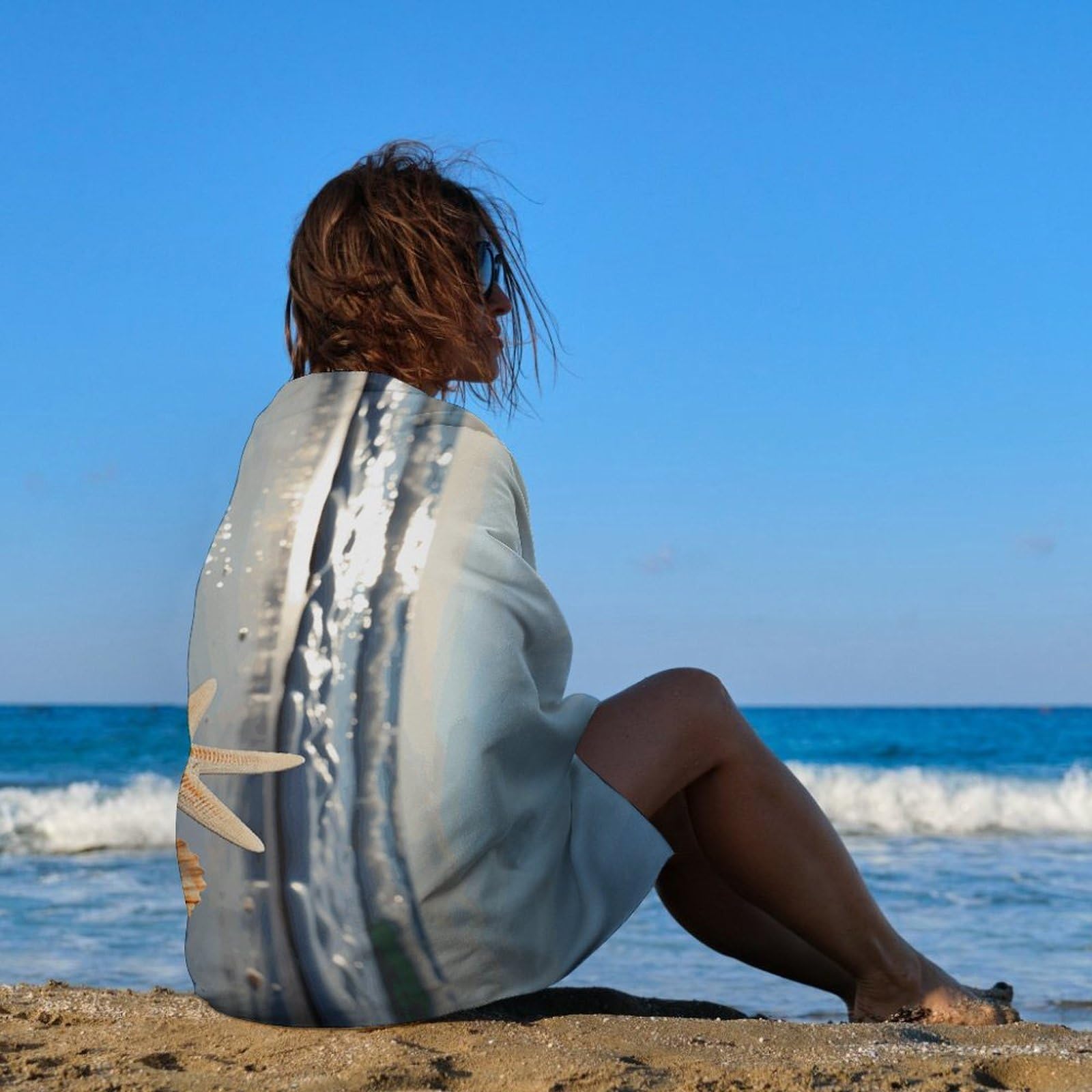 Badetücher mit Muscheln am Strand, Unisex, Strandtuch, leicht, schnell trocknend, Badetuch für Reisen, Sport, Pool, Schwimmen, Bad, Camping, Yoga, Erwachsene, 130 x 80 cm