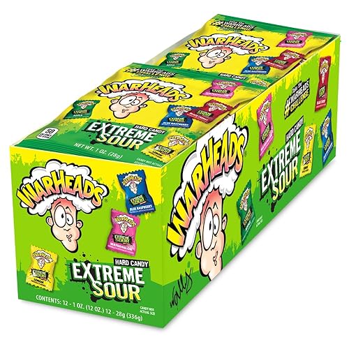 Warheads Mega Extreme - Paquete de 1 onza de caramelo duro 12 unidades Warheads Mega Extreme - Paquete de 1 onza de caramelo duro 12 unidades