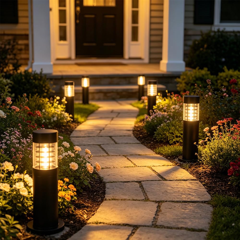 LED Lampade Da Giardino Esterno illuminazione Da Giardino Palo Luce Da Esterno E27 Terra Lampione Impermeabile lampioncino Lampada da paletto per Sentieri Aiuole/Sentieri/Terrazza/Strade/Patio (B)
