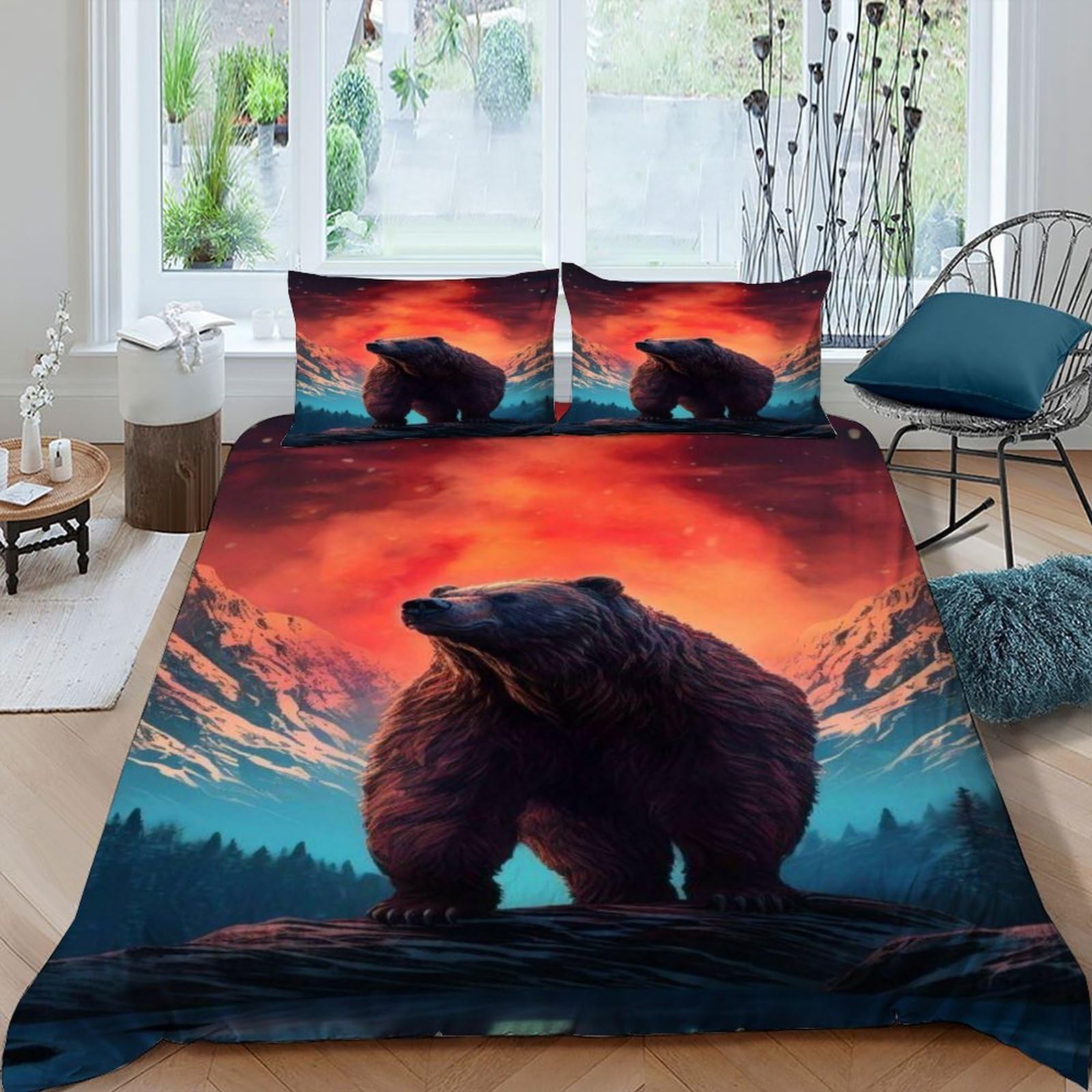 Housse de couette microfibre ours 220x240 anti-plis pour un lit toujours impeccable
