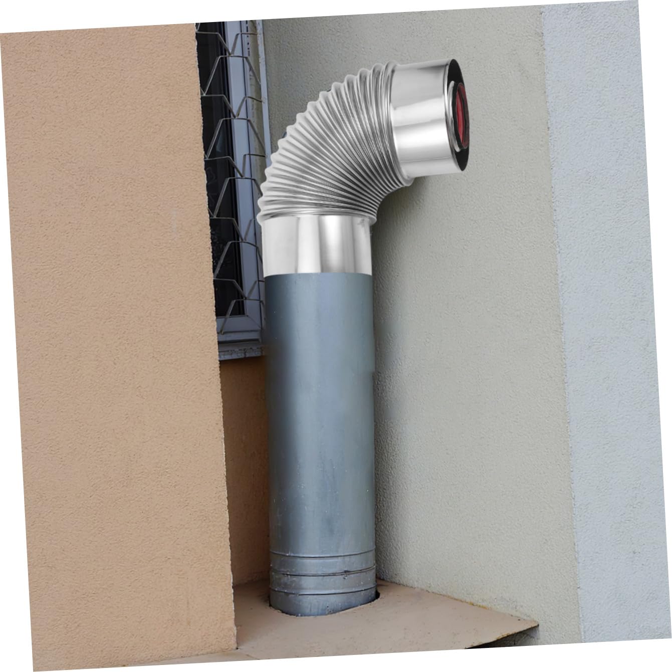 Connettore Tubo Stufa in Acciaio Inox a Gomito 90° Doppio Strato | Argento, Saldatura Ermetica, Isolamento Efficiente, per Stufa a Legna, Case e Uffici