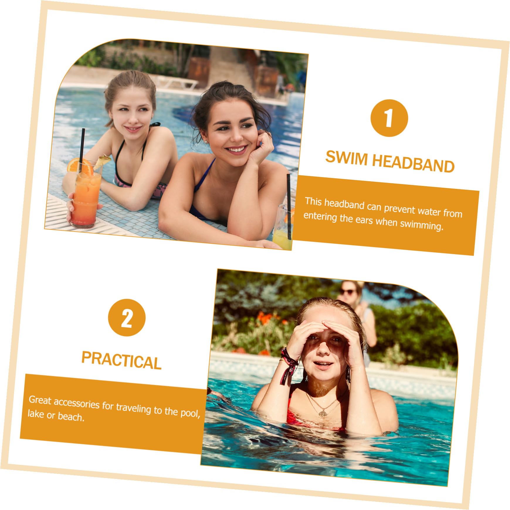 ABOOFAN 16piezas Banda Para Cabeza De Natación Ajustable y Transpirable Cubiertas De Oído Impermeables Para Adultos y Protector De Oídos Para Baño y Actividades Acuáticas