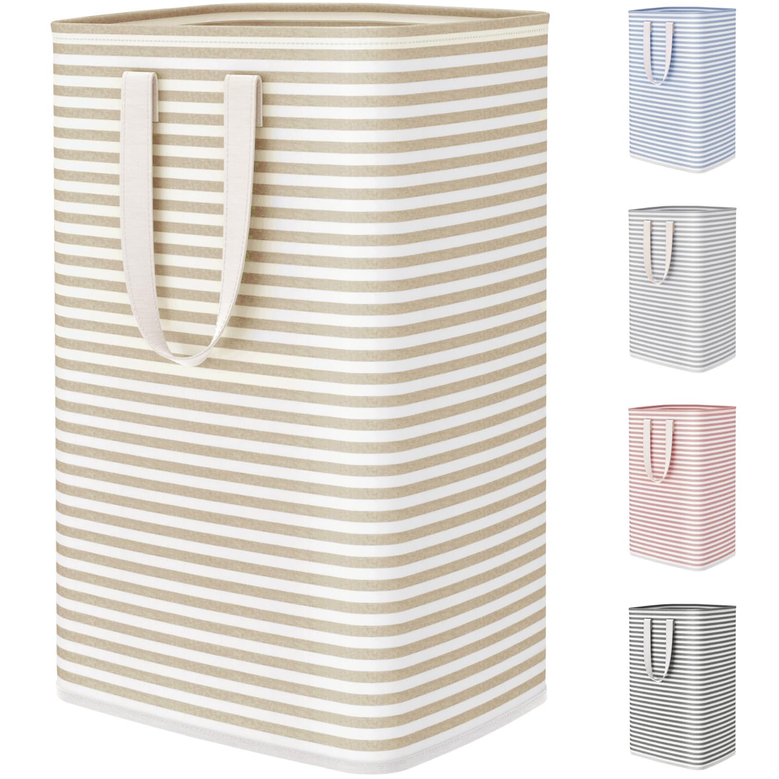 Lifewit 75L Large Collapsible Laundry Basket with Extended Handles, Beige