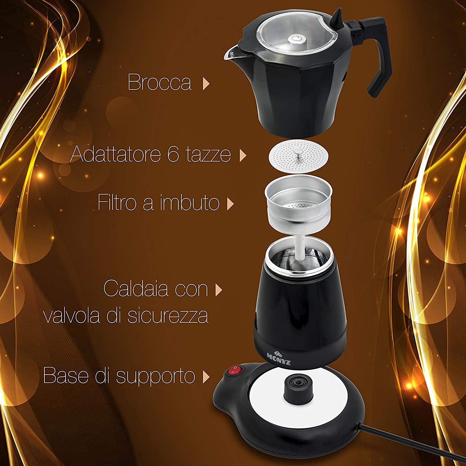 Lihuzmd Moka Express Espresso Maker, Electric moka pot coffee machine for 6 people automatic moka pot with heat preservation bMocha coffee maker 3 71jiB9G6WfL. AC SL1500