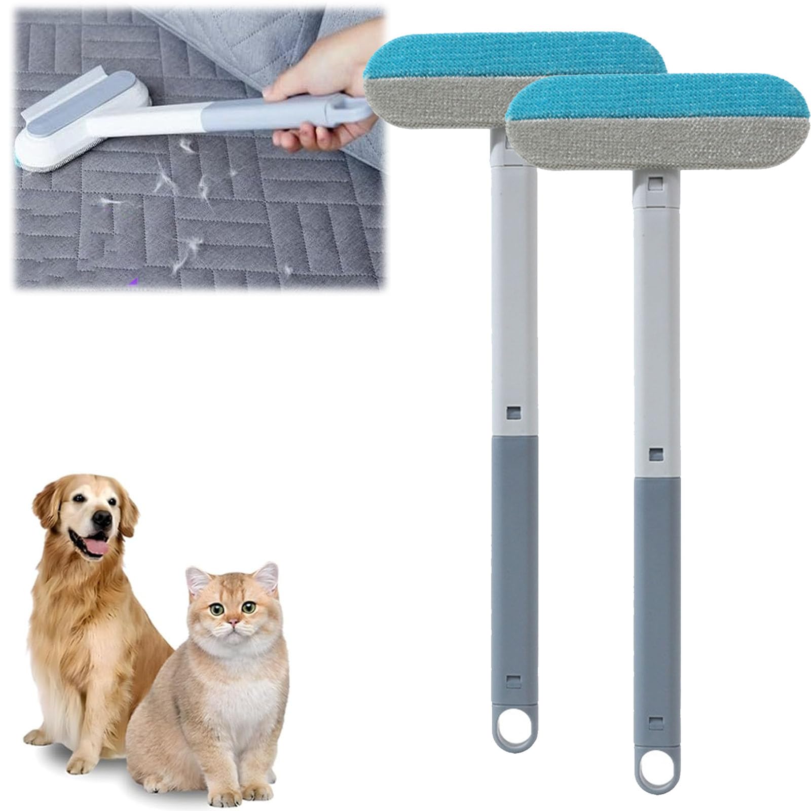 Lavilody 4-in-1 Pet Hair Remover For Furniture - Extra Long Handle Lint Brush For Couches, Carpets, Clothes, Bedding