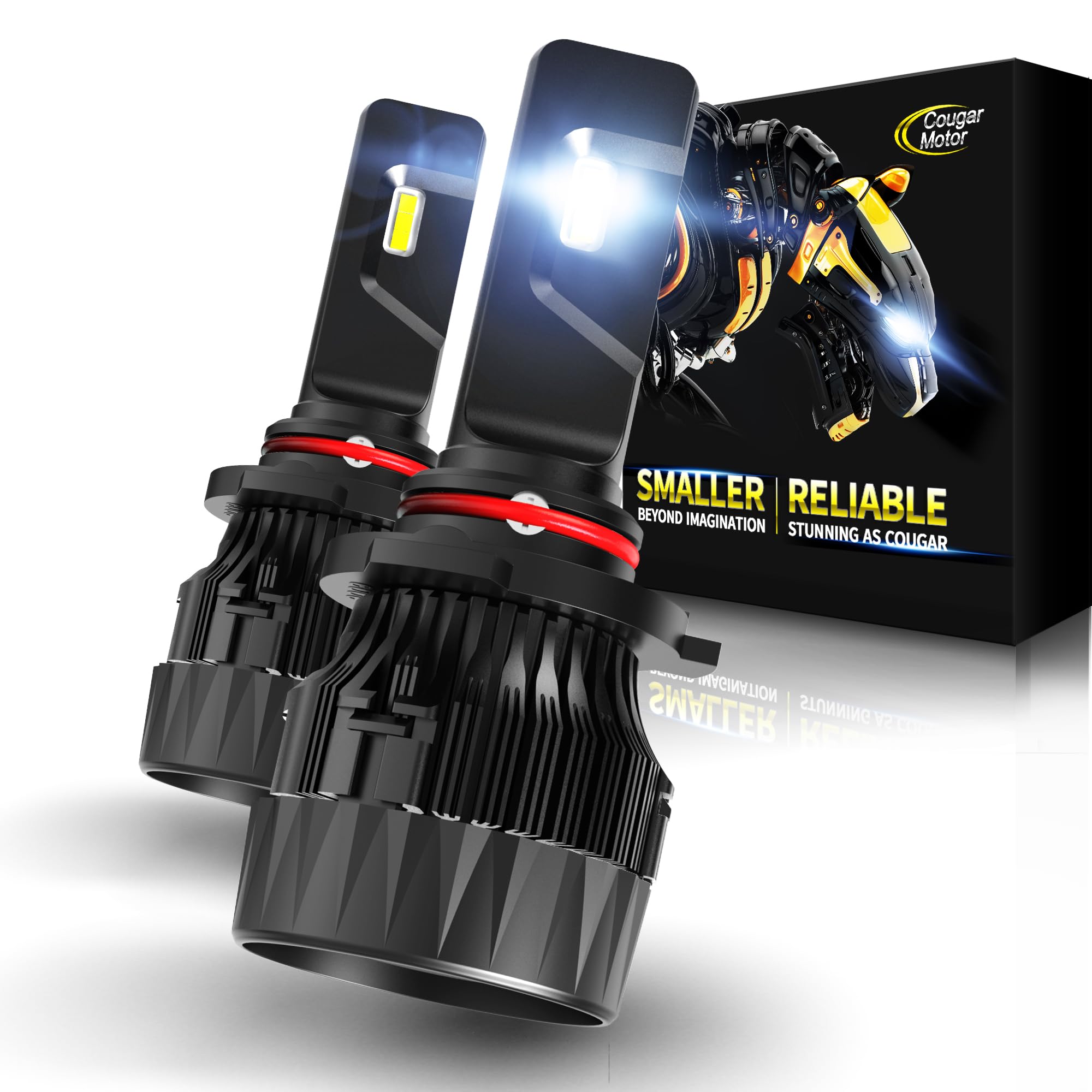 Cougar Motor 9005 Fog Lights 1:1 Size with Ultra Mini Silent Fan Auxiliary Fog Bulb for Off-Road ATV UTV, Quick Installation - Pack of 2