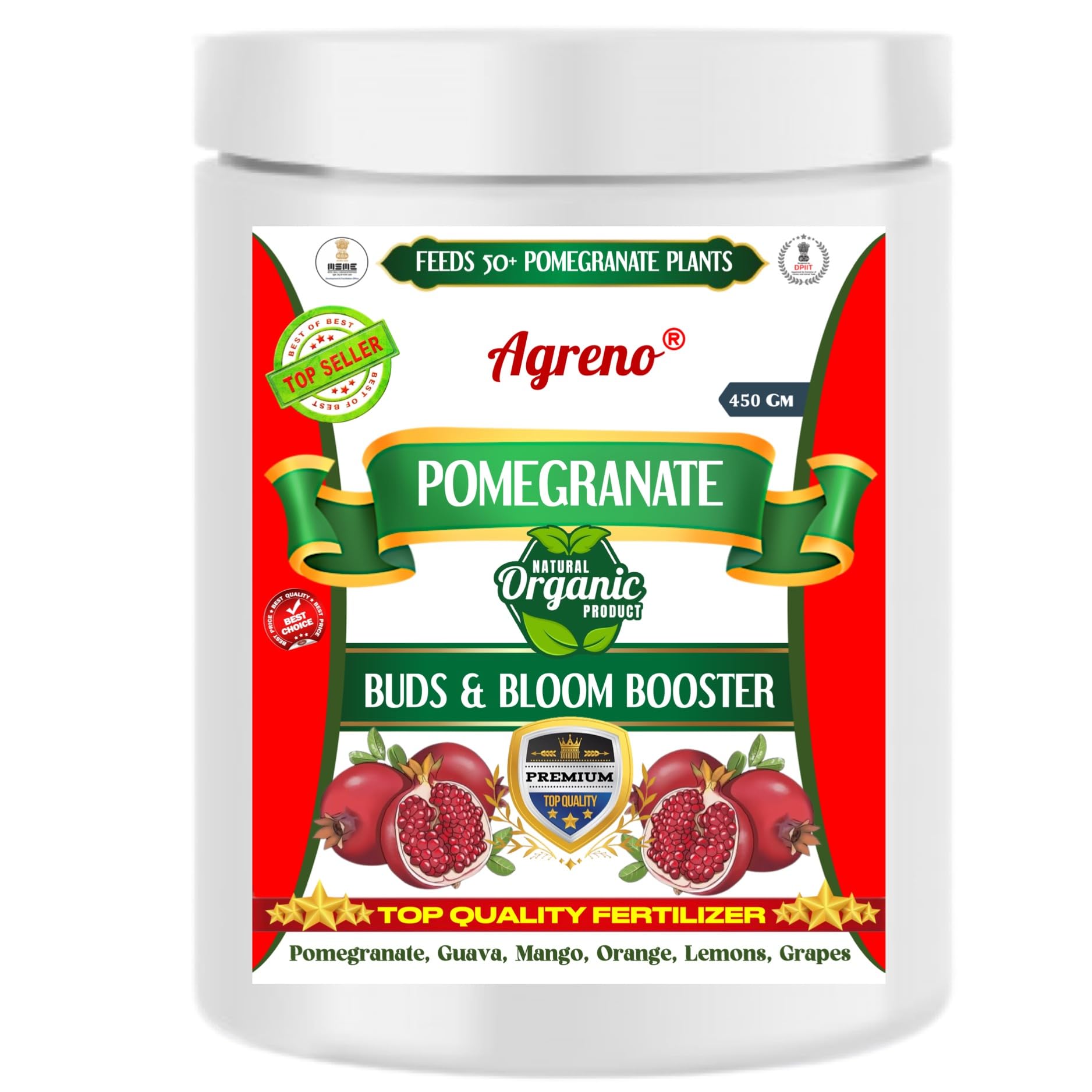 Agreno® Pomegranate Buds and Fruits Booster, Essential Powerful Organic Fertilizer Granule for Fast Growth and Heavy Fruiting of all types of Pomegranate Plants. (450 gm) (B0D87H69BM) Amazon Price History, Amazon Price Tracker
