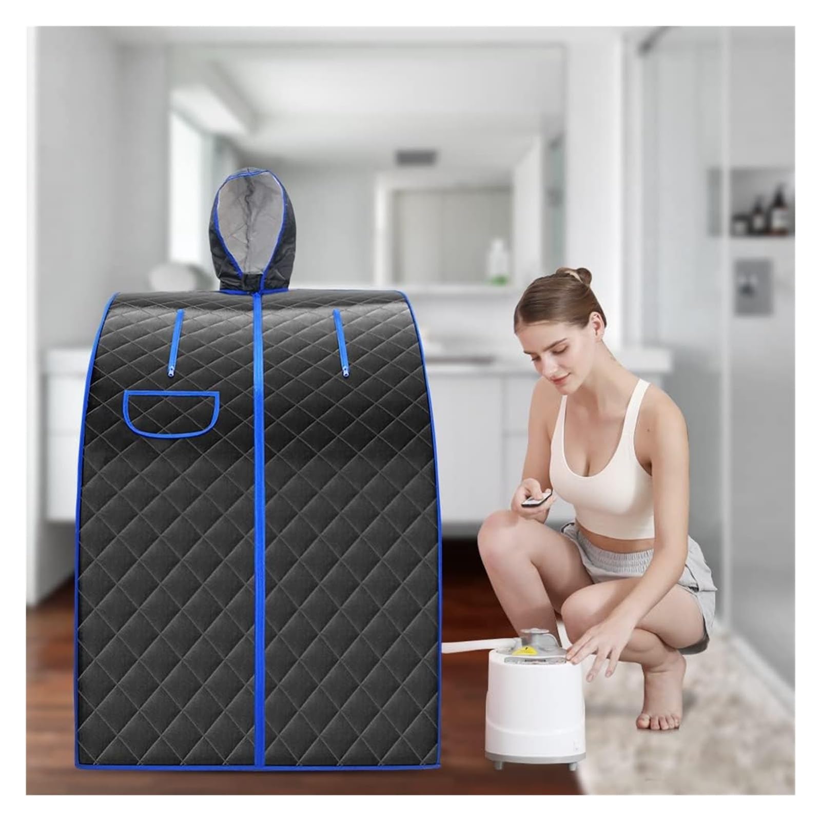 Koc do sauny, sauna, przenośna sauna do domu, Namiot parowy Przenośna sauna z rozkładanym krzesłem Domowa wanna SPA 1000 W 2L Łatwa bezsenność Przenośna konstrukcja do relaksu