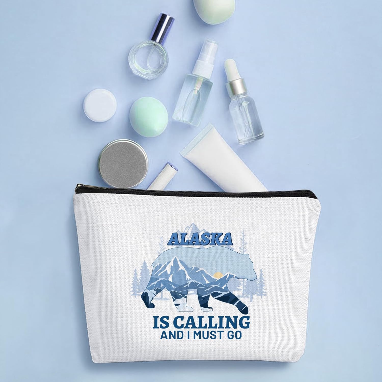 Alaska Gift Makeup Bags for Women Travel Trip Bag for Alaska Cruise Lovers Portable Beach Accessories with Zipper Pouch Cosmetic Bags for Girls - Image 3