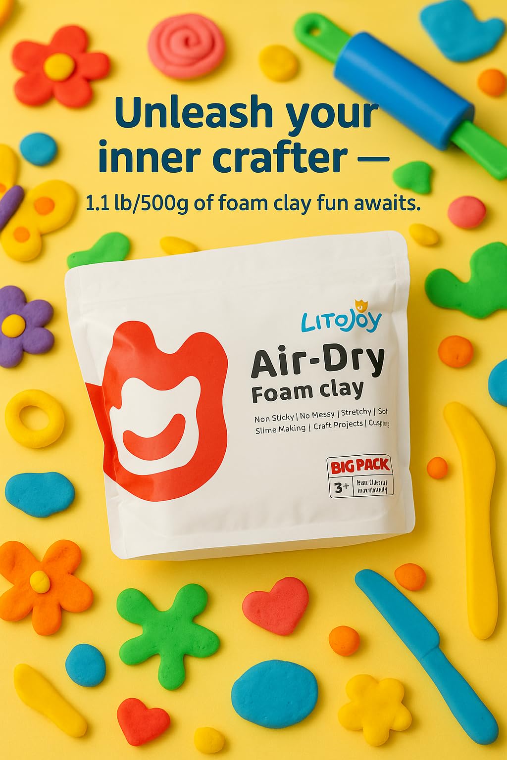 Green Air Dry - Arcilla de espuma para modelado, suave, ligera para suministros escolares, proyectos de arte, espejo de flores decorativas, accesorios de cosplay, horneado falso, suministros