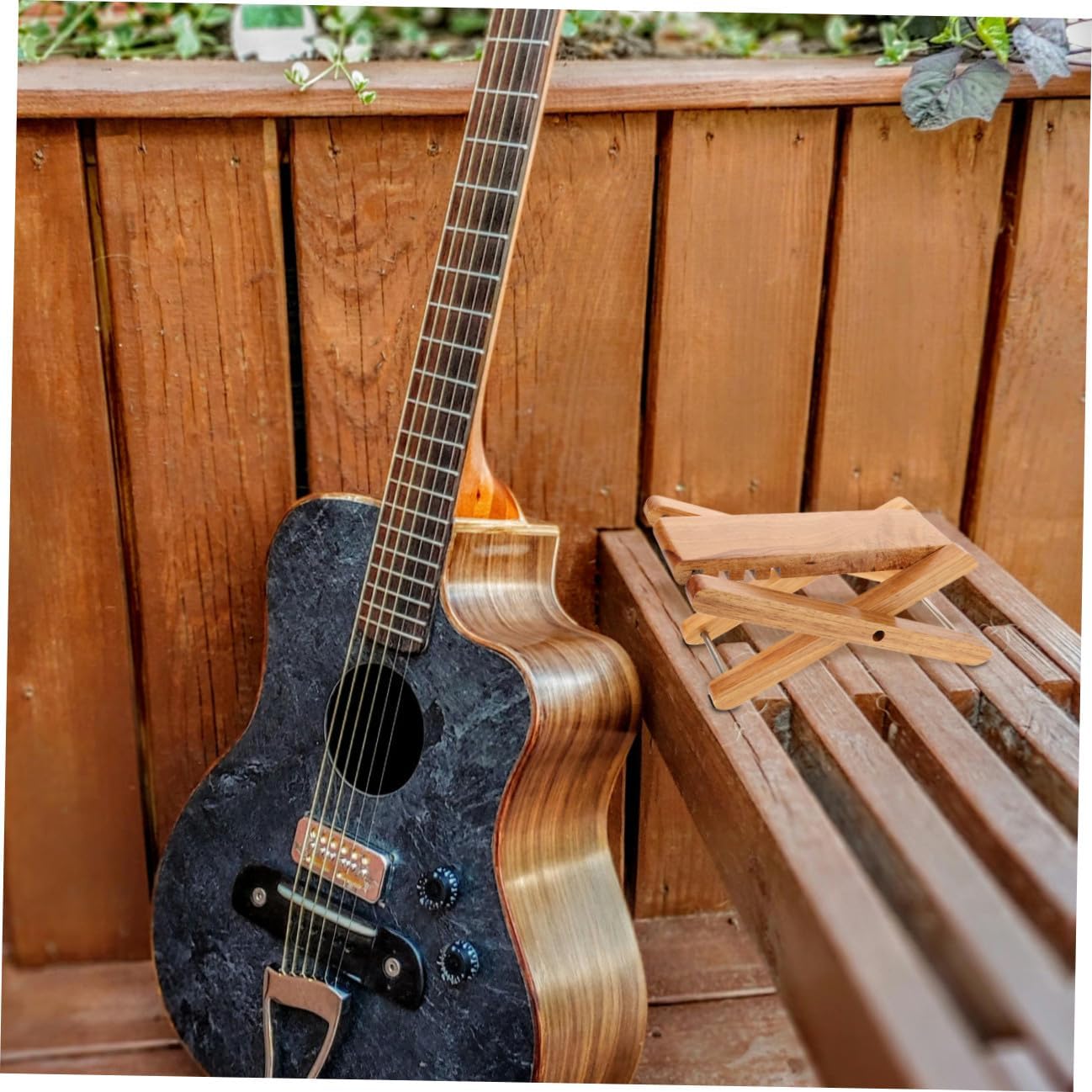Levemolo Solid Wood Guitar Footstool Adjustable Height Classical Guitar Stool Leg Rest Rack for Musicians